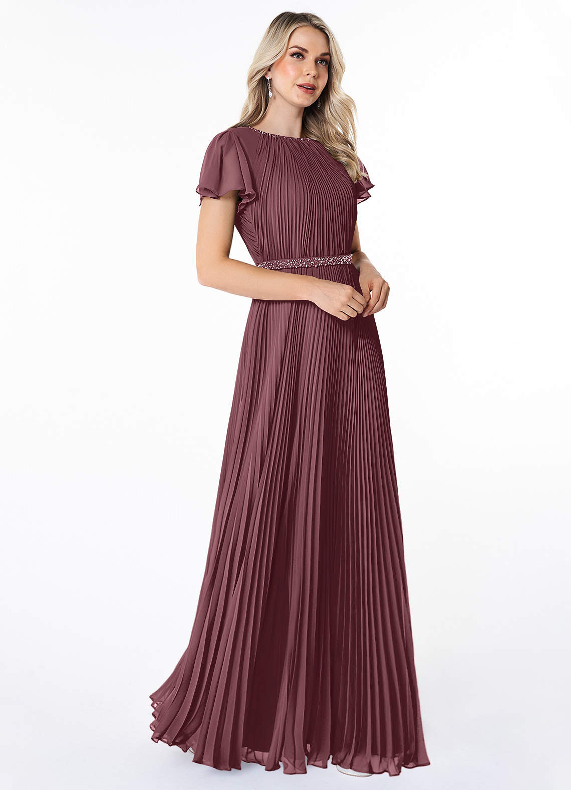 Azazie Kara Final Sale A-Line Pleated Chiffon Floor-Length Dress image2