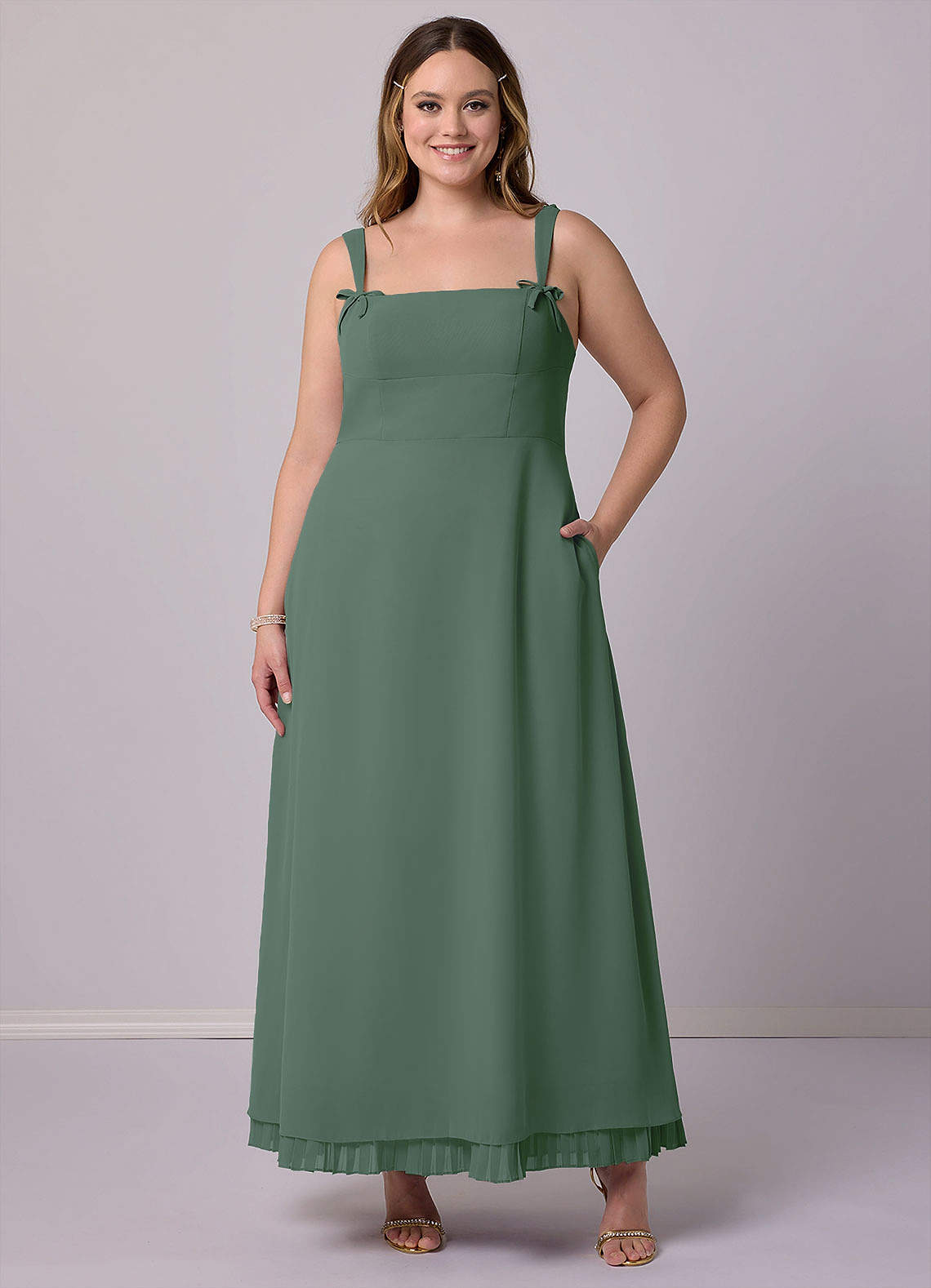 Barbie ♥ Azazie Bridesmaid Dresses A-Line Pleated Chiffon Ankle-Length Dress image2
