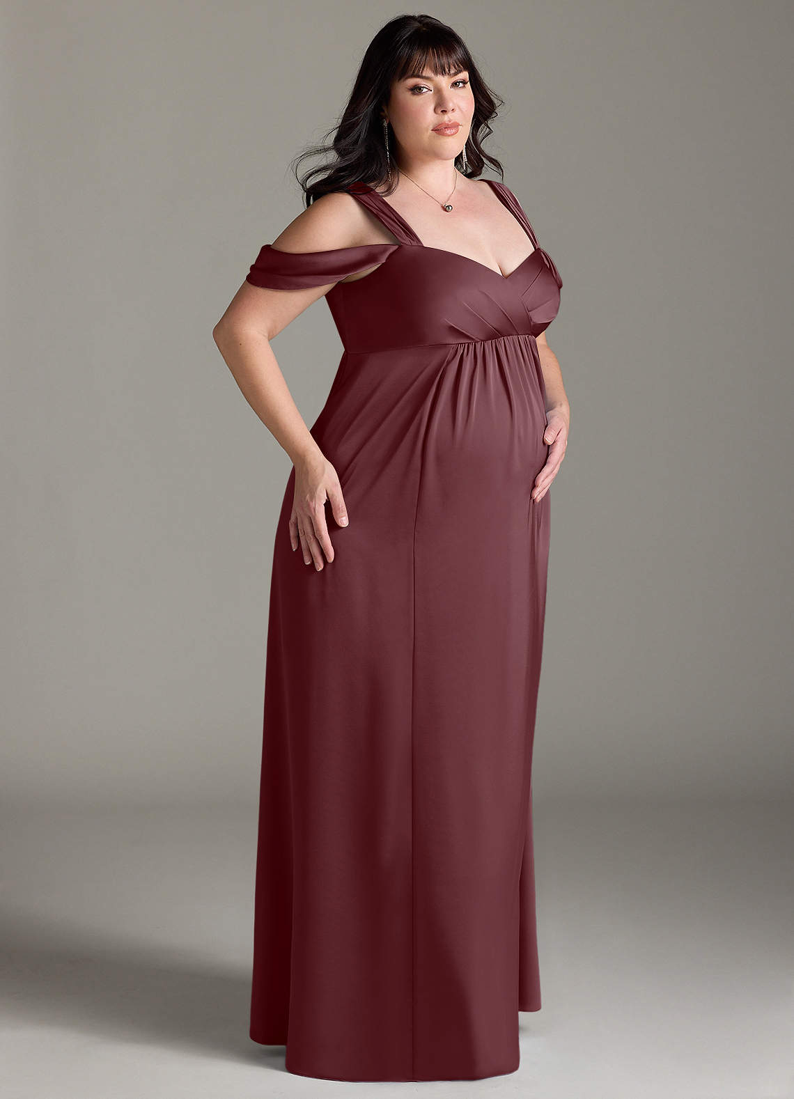 Azazie Rhea Stretch Satin Dress Sangria Maternity Bridesmaid Dresses |  Azazie