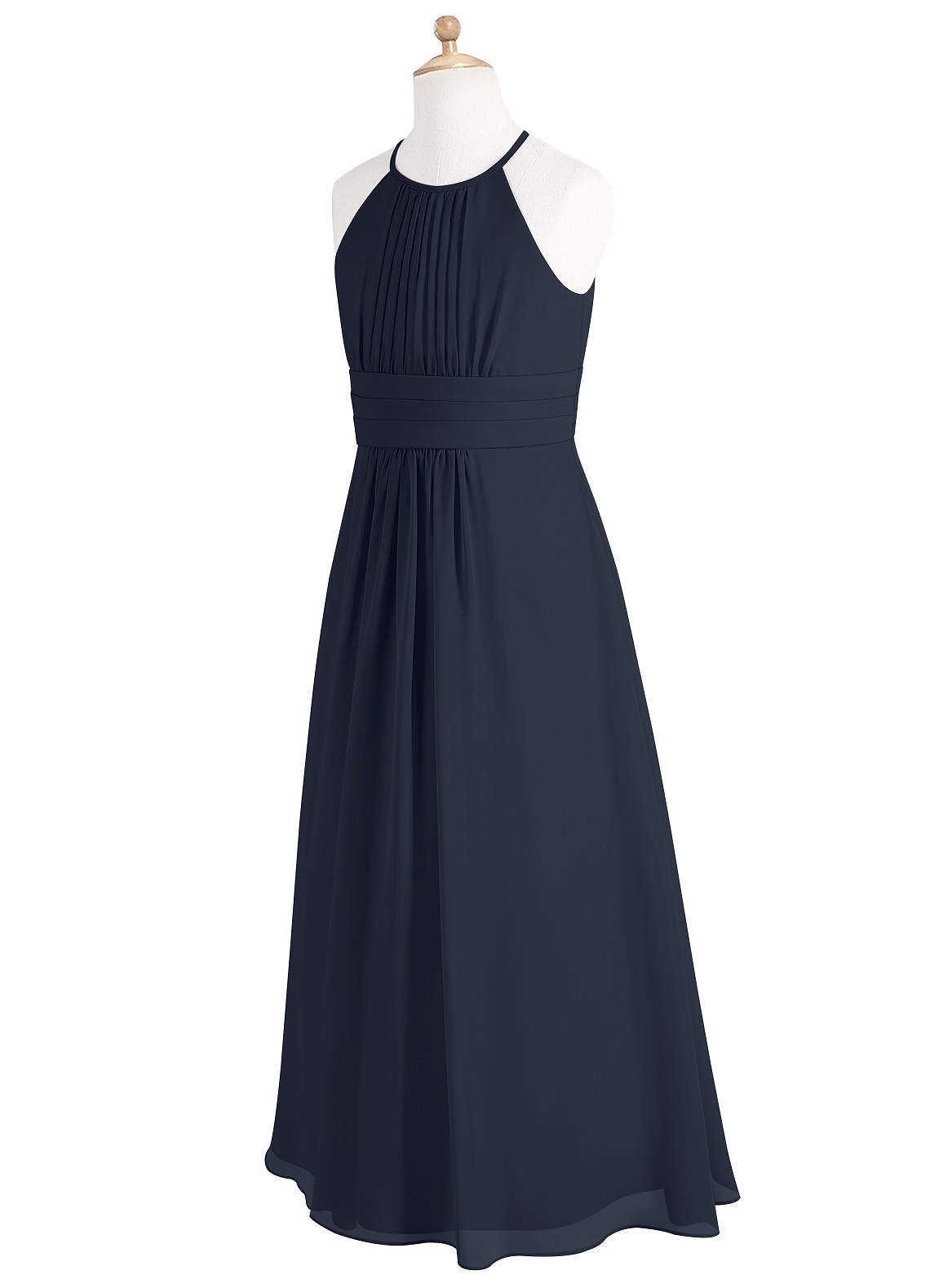 Azazie Bonnie Junior Dark Navy A-Line Pleated Chiffon Dress image6
