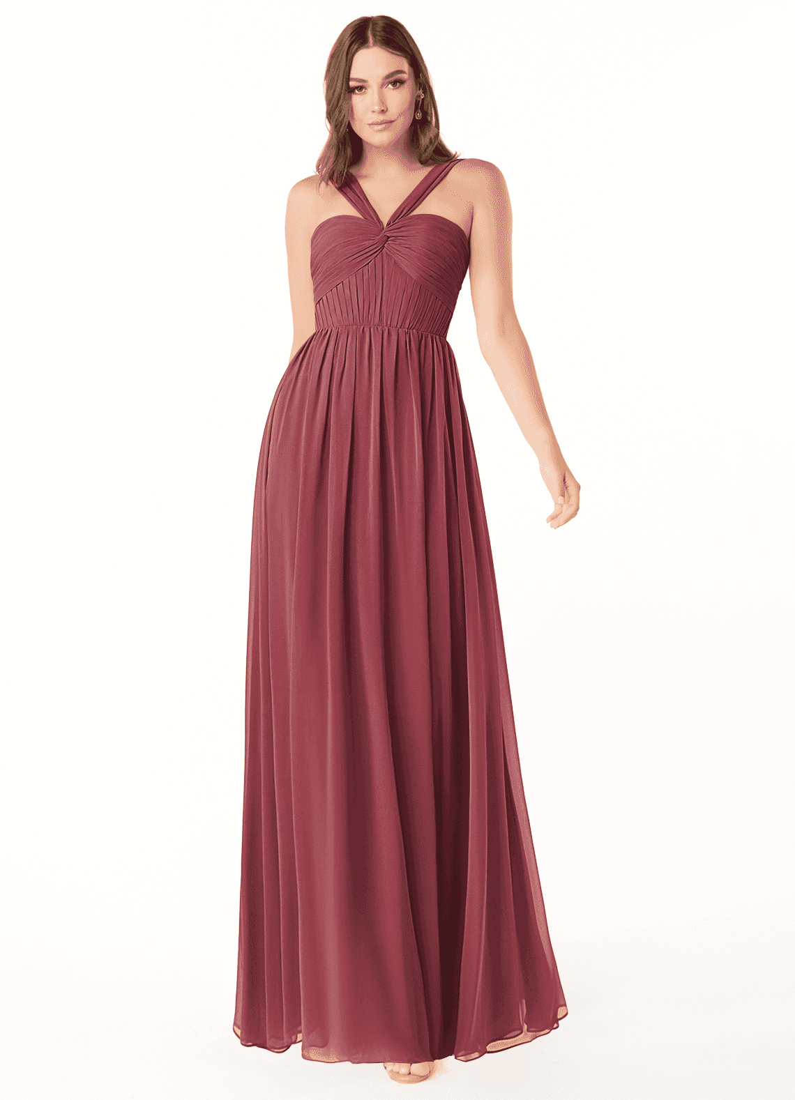 Azazie Dionne Abiti da Damigella Abito A-Line in Chiffon Corsetto Merlot image1