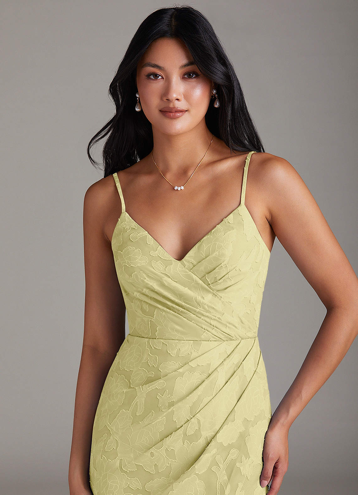 Azazie Maci Lemon Sorbet Floral Burnout Bridesmaid Dresses | Azazie