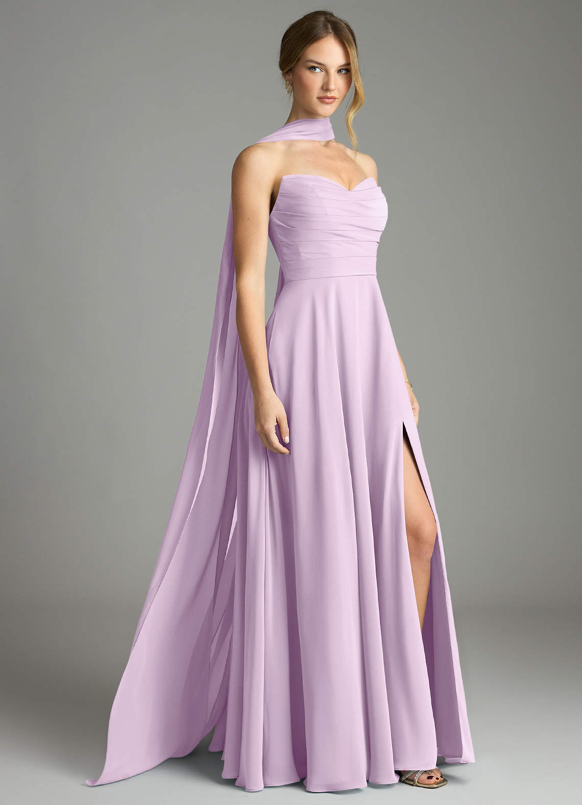 Azazie Ayla Frosted Lilac Chiffon Bridesmaid Dresses | Azazie