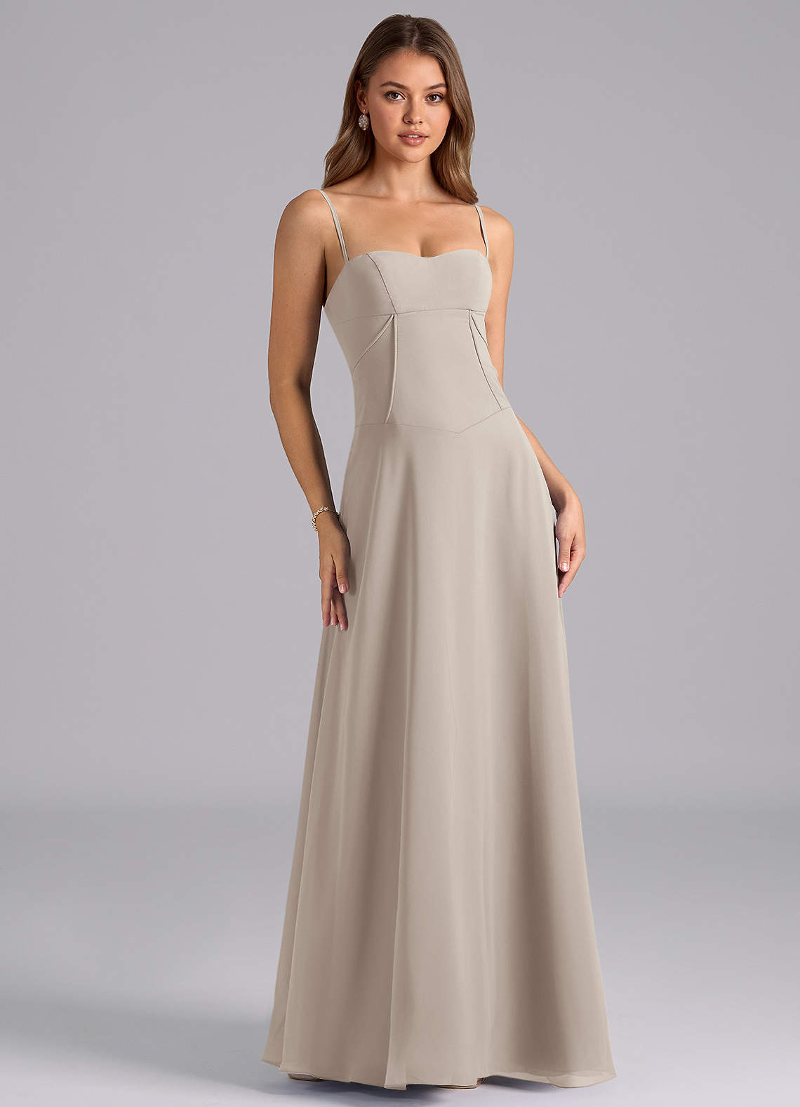 Azazie Valentine Bridesmaid Dresses Frost A-Line Corset Chiffon Dress image1