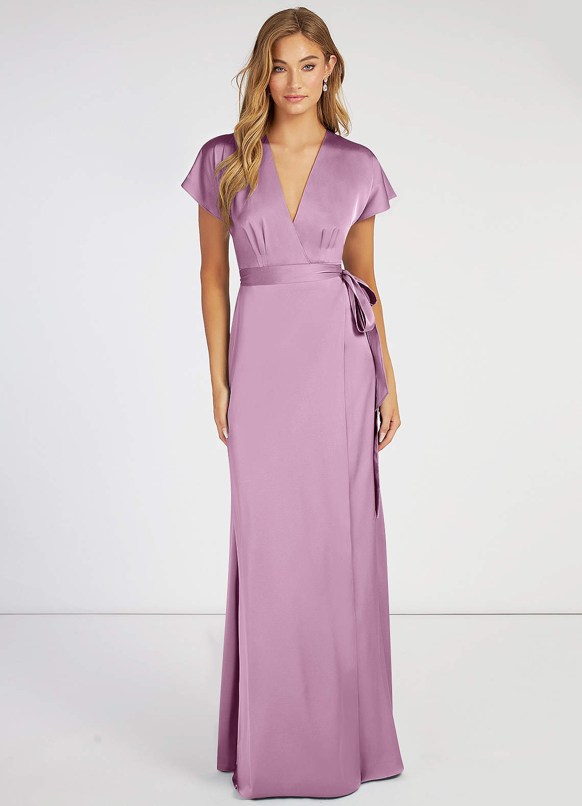ruffle bottom bridesmaid dresses Wisteria Color Bridesmaid Dress Spaghetti Straps Chiffon Ruffle Brides