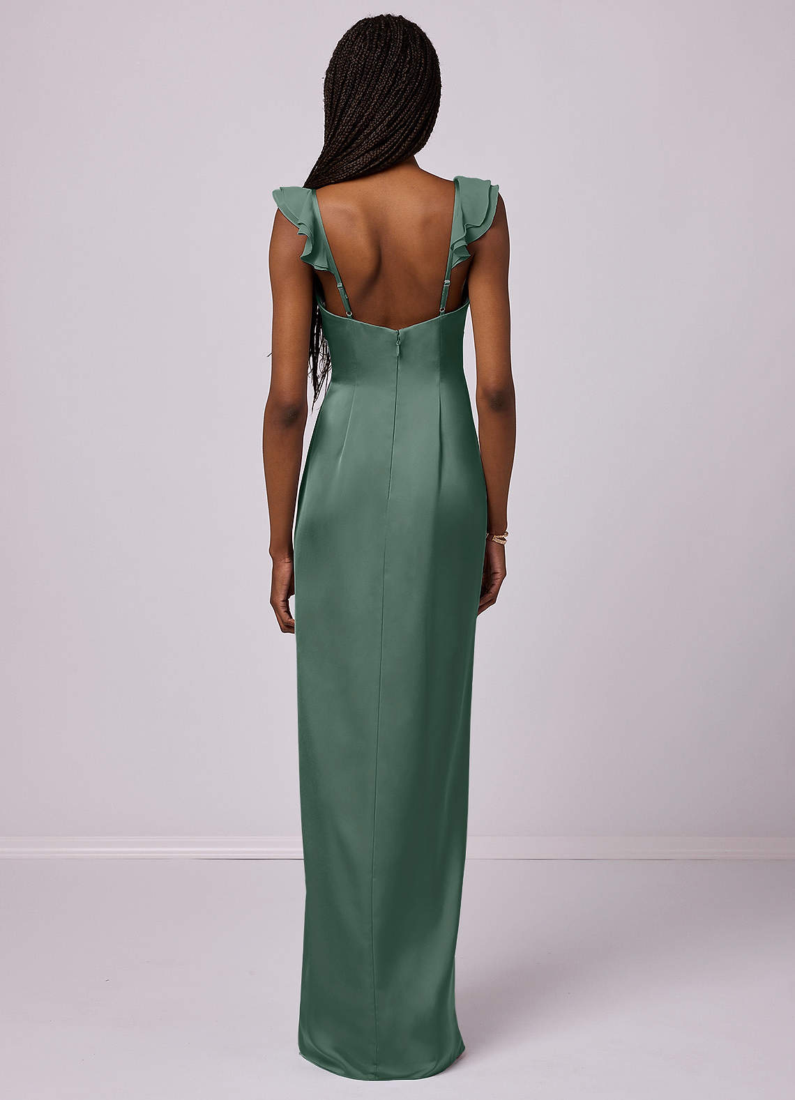Barbie ♥ Azazie Bridesmaid Dresses Sheath Stretch Satin Floor-Length Dress image4