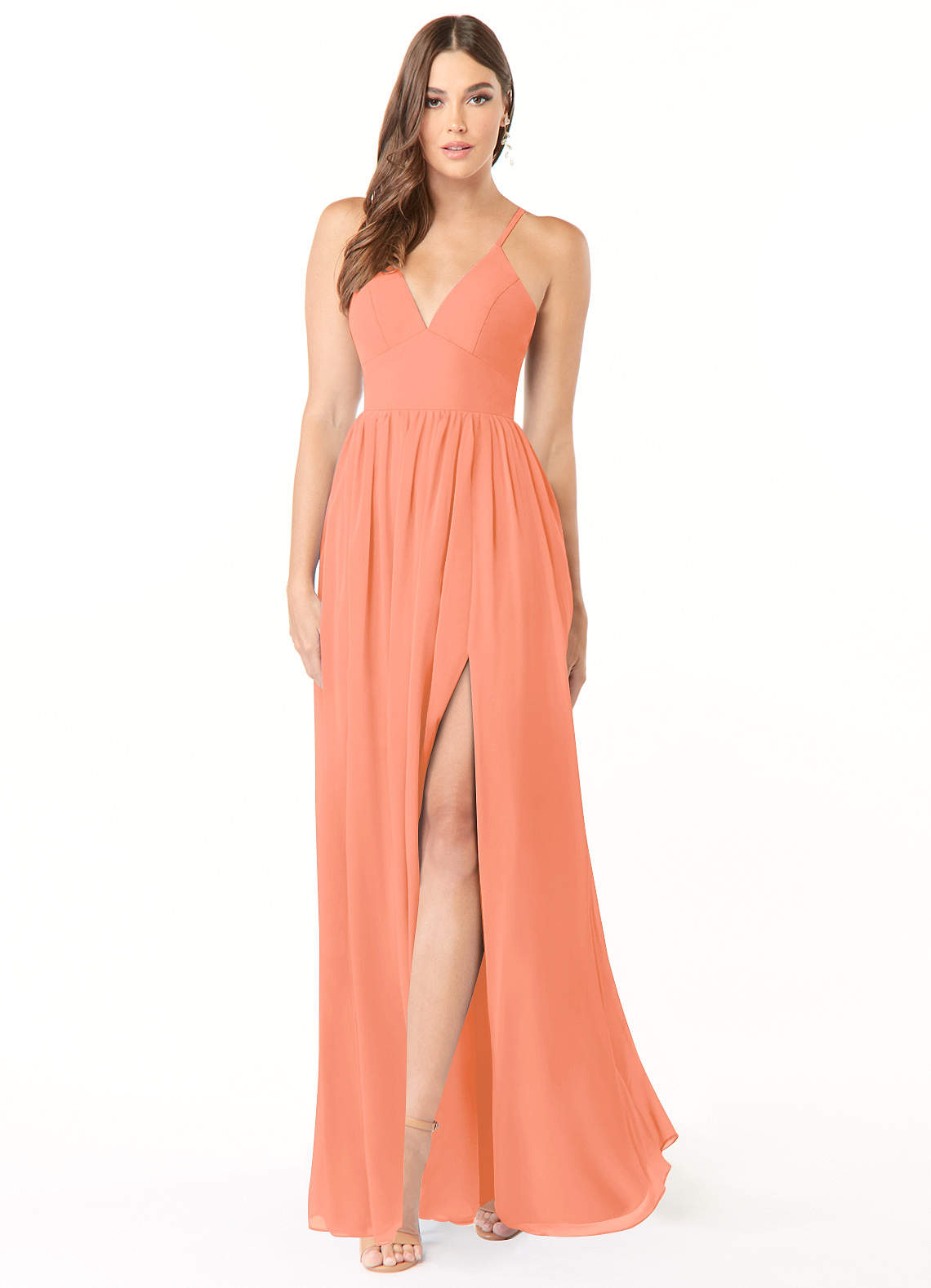 Azazie Aaida Bridesmaid Dresses Sunset A-Line Corset Chiffon Dress image1