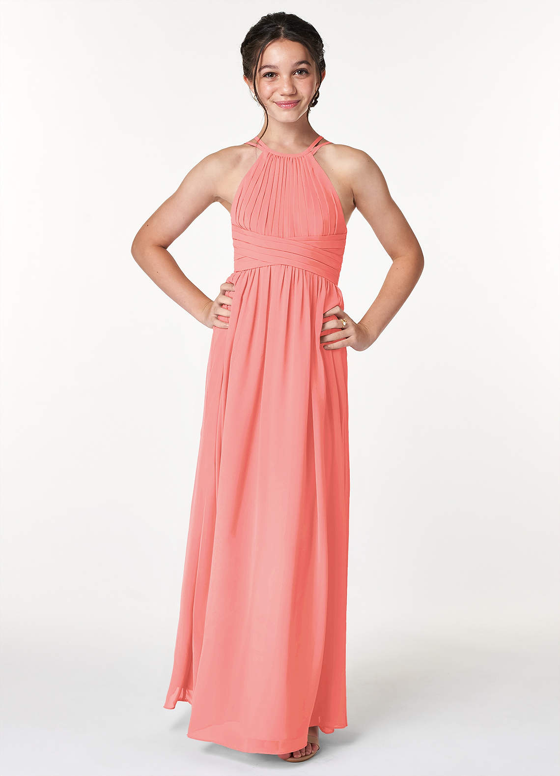 Coral bridesmaid shop dresses with sleeves