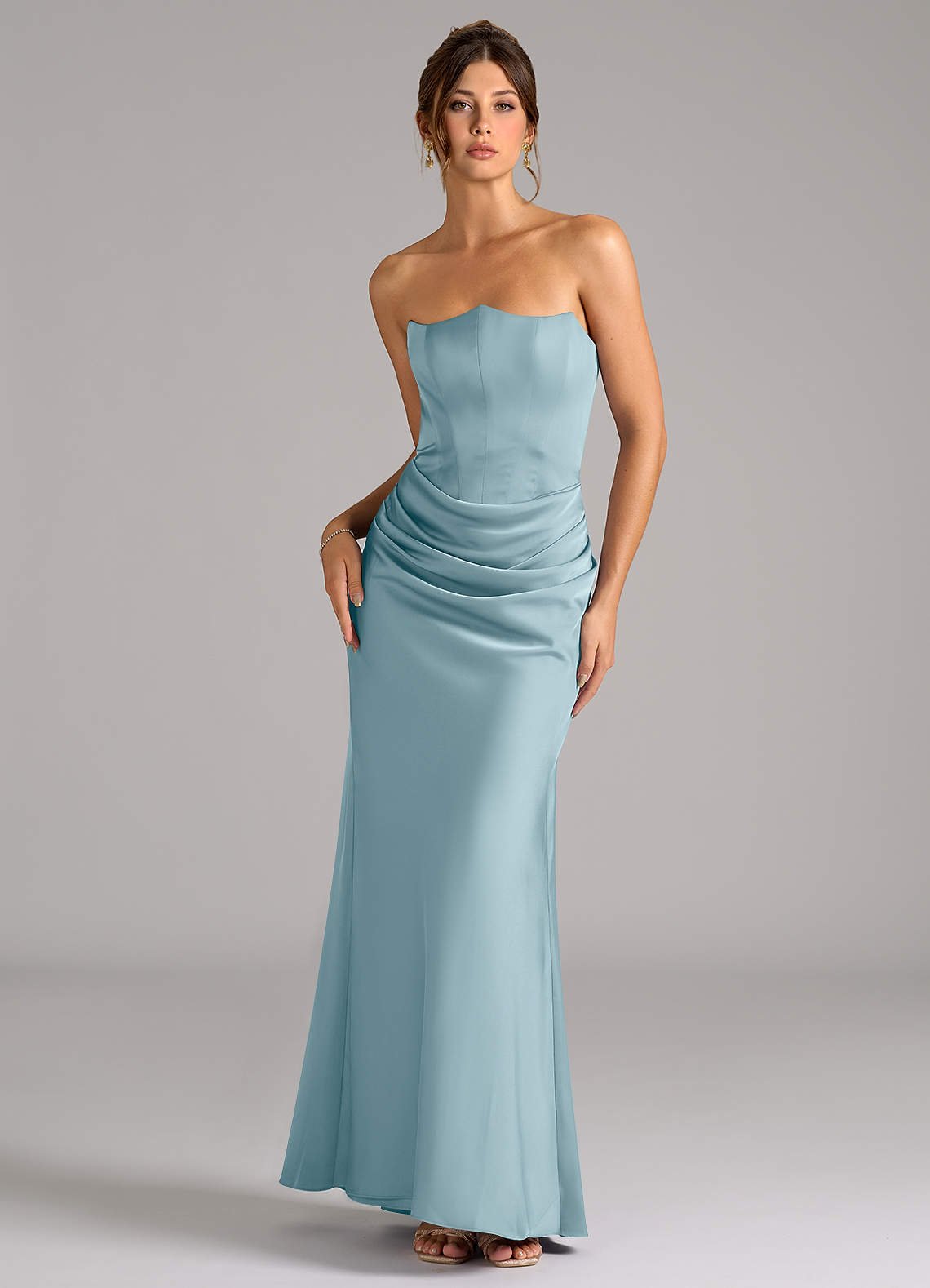 Azazie Debby Bridesmaid Dresses Moody Blue Mermaid Strapless Stretch Satin Convertible Dress image1