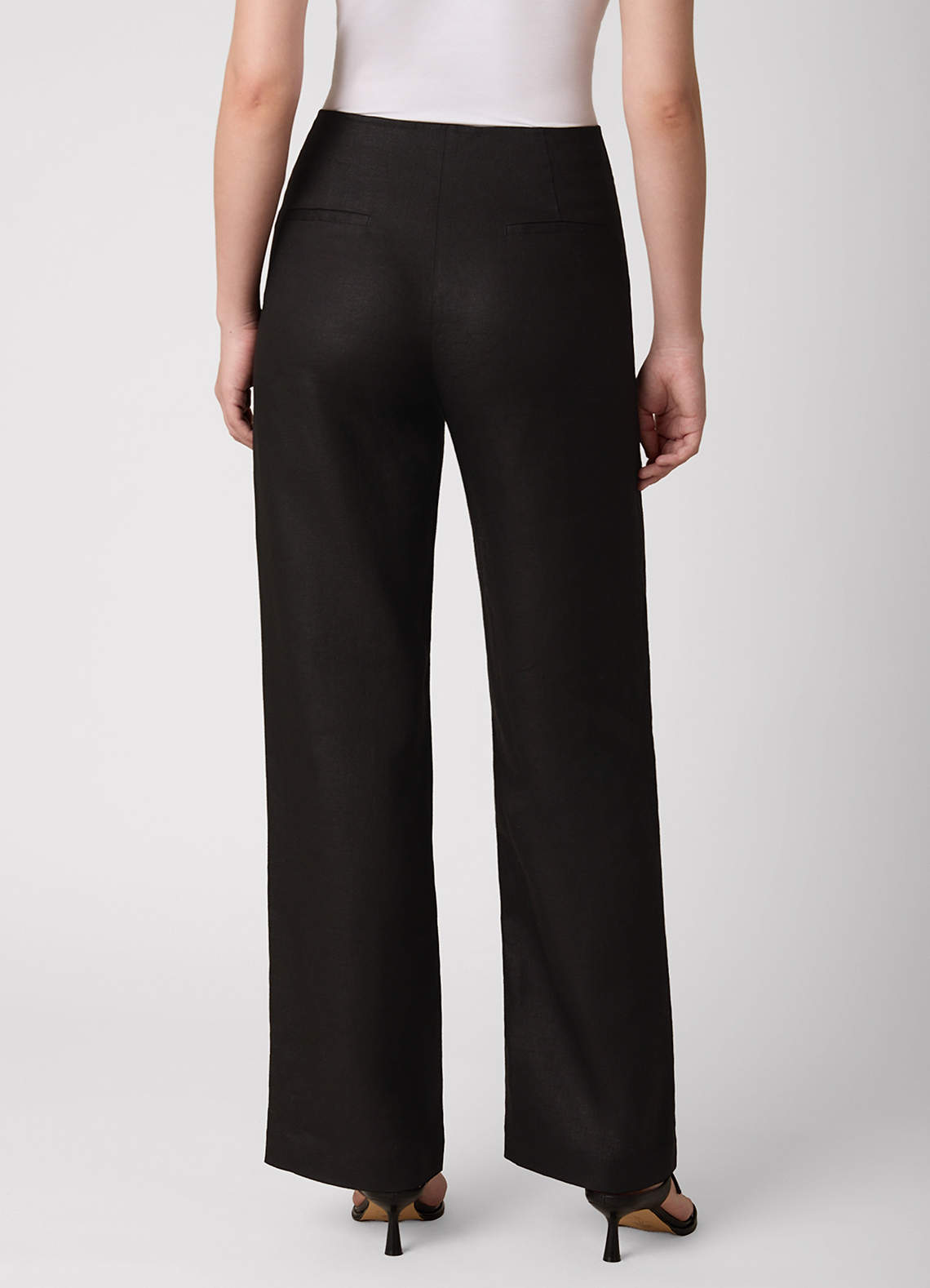 front 100% European Linen Wide-Leg Pants