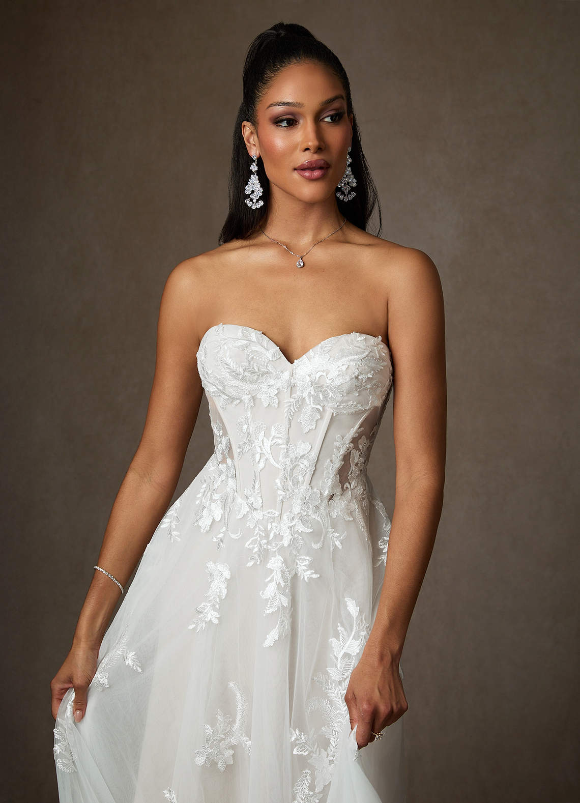 Azazie Aurorie Diamond White A-Line Sequins Tulle Dress | Azazie