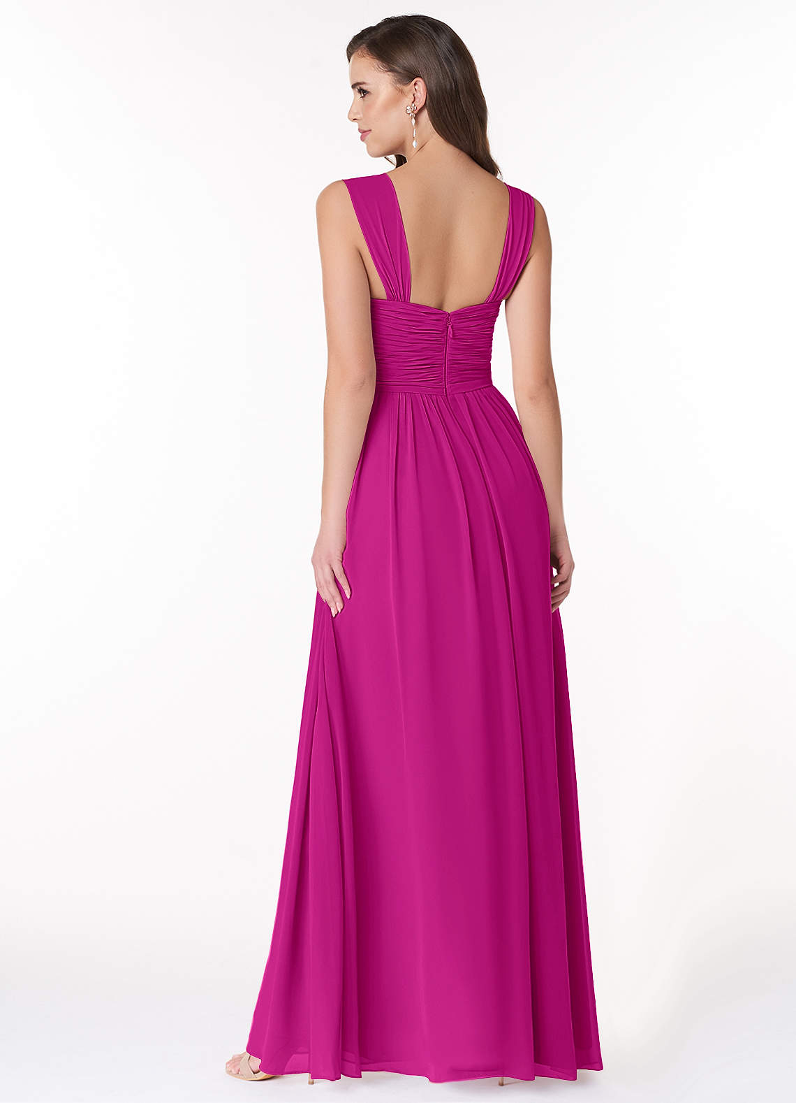 green emerald velvet dress Calico Cross Strap Ruffle Floor Length Dress in Fuchsia