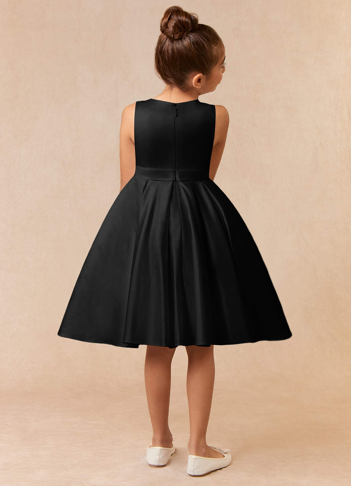 Azazie Coco Black A-Line Bow Matte Satin Dress | Azazie DE