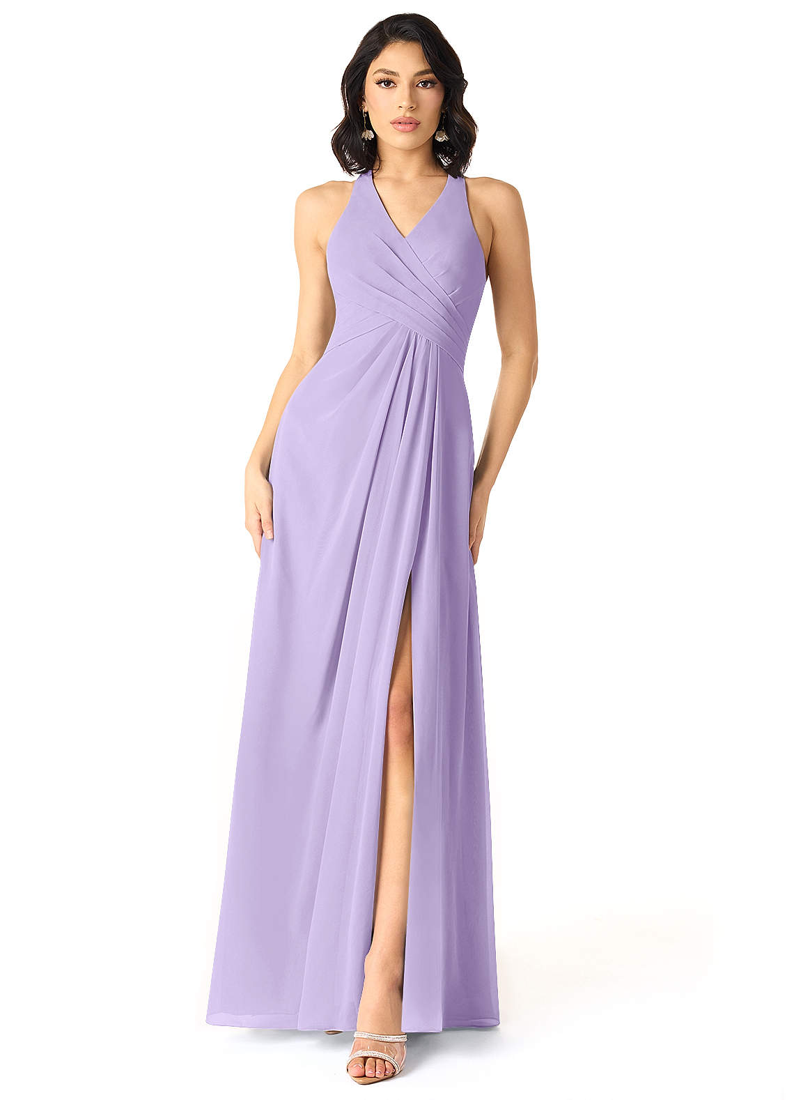 Azazie Danica Bridesmaid Dresses Lilac A-Line Pleated Chiffon Dress image1
