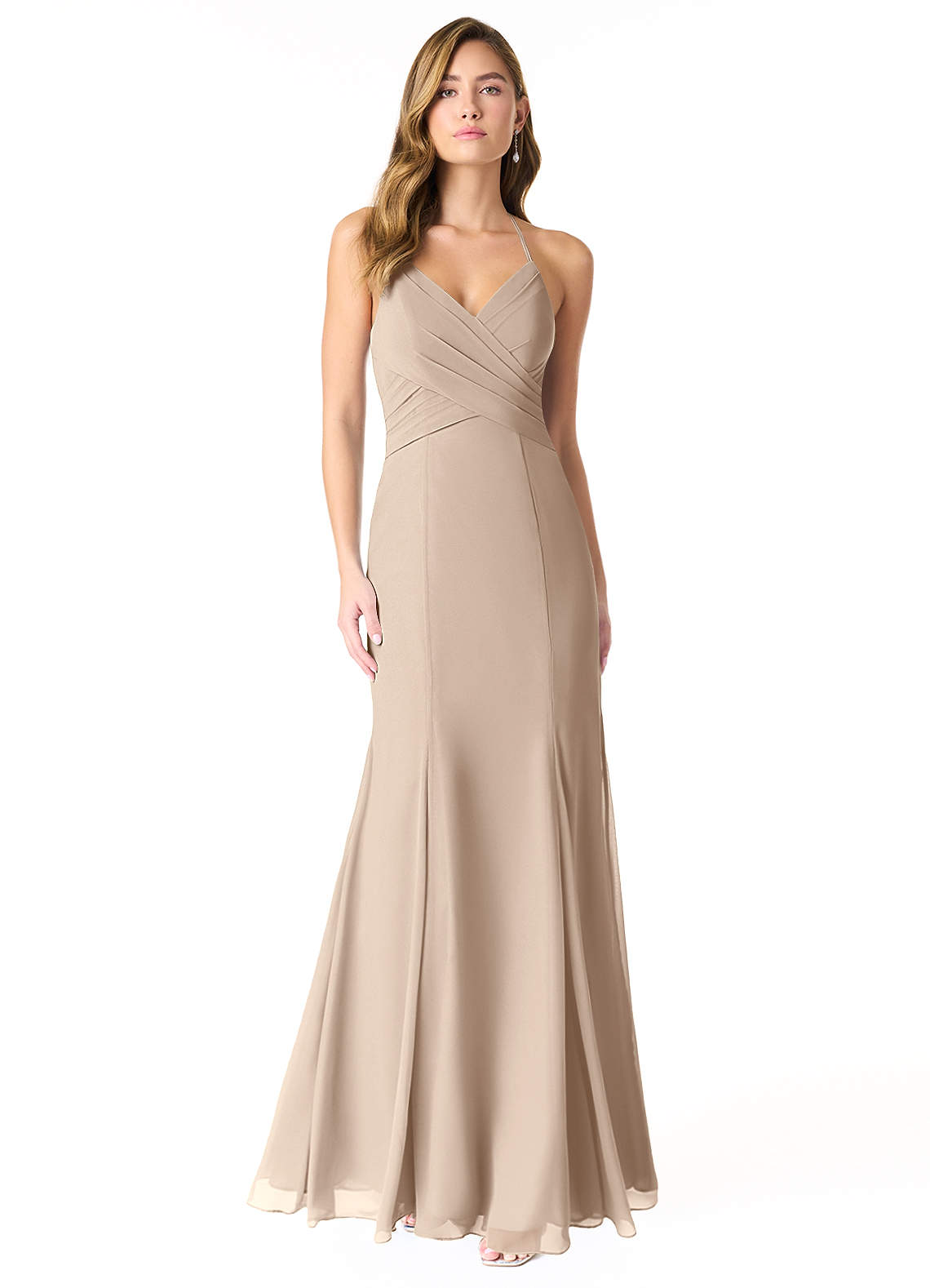 flare bridesmaid dresses Flare Sleeves Sage Green Bridesmaid Dress with Buttons – Dreamdressy main image 0