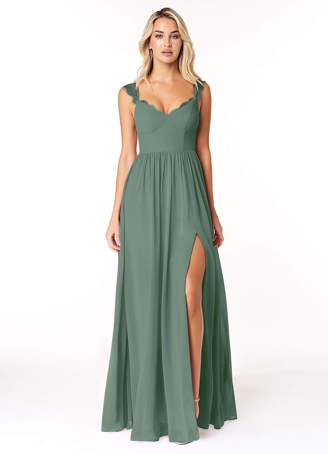 lace cap sleeve bridesmaid dress Lace Appliqued Satin Modern Wedding Dresses Cap Sleeve VW2145 – Viniodress main image 0