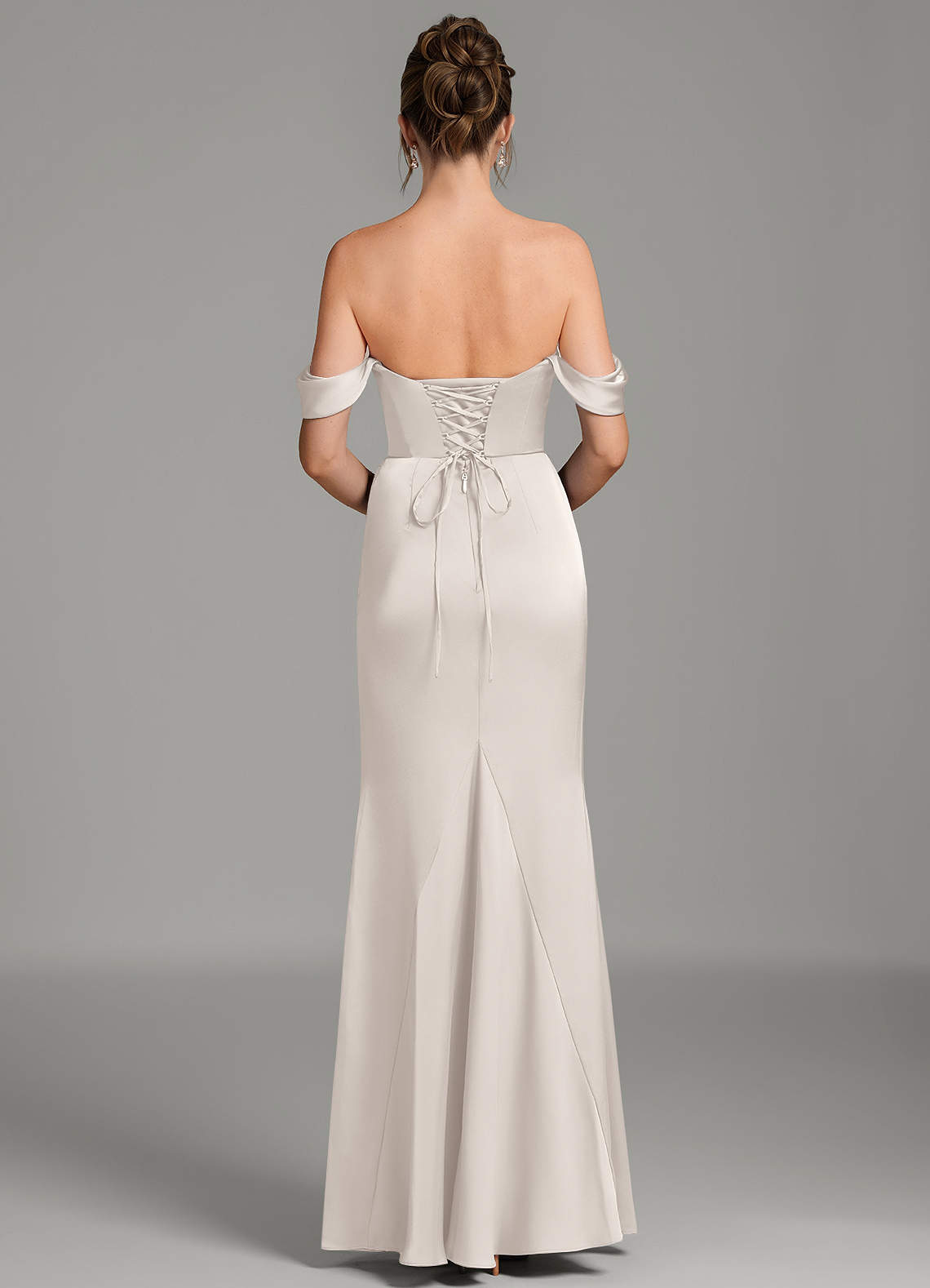 Azazie Alanis White Alabaster Stretch Satin Bridesmaid Dresses