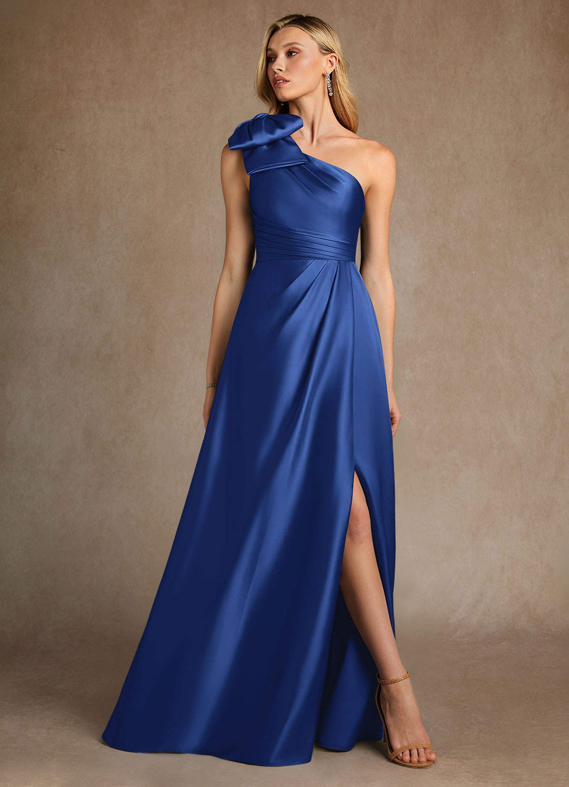 one shoulder dress royal blue Azazie Easton Size:5 - 6 Y Marian Gown Product Type: Casual Footwear Formal dress stretchy fabric allows room