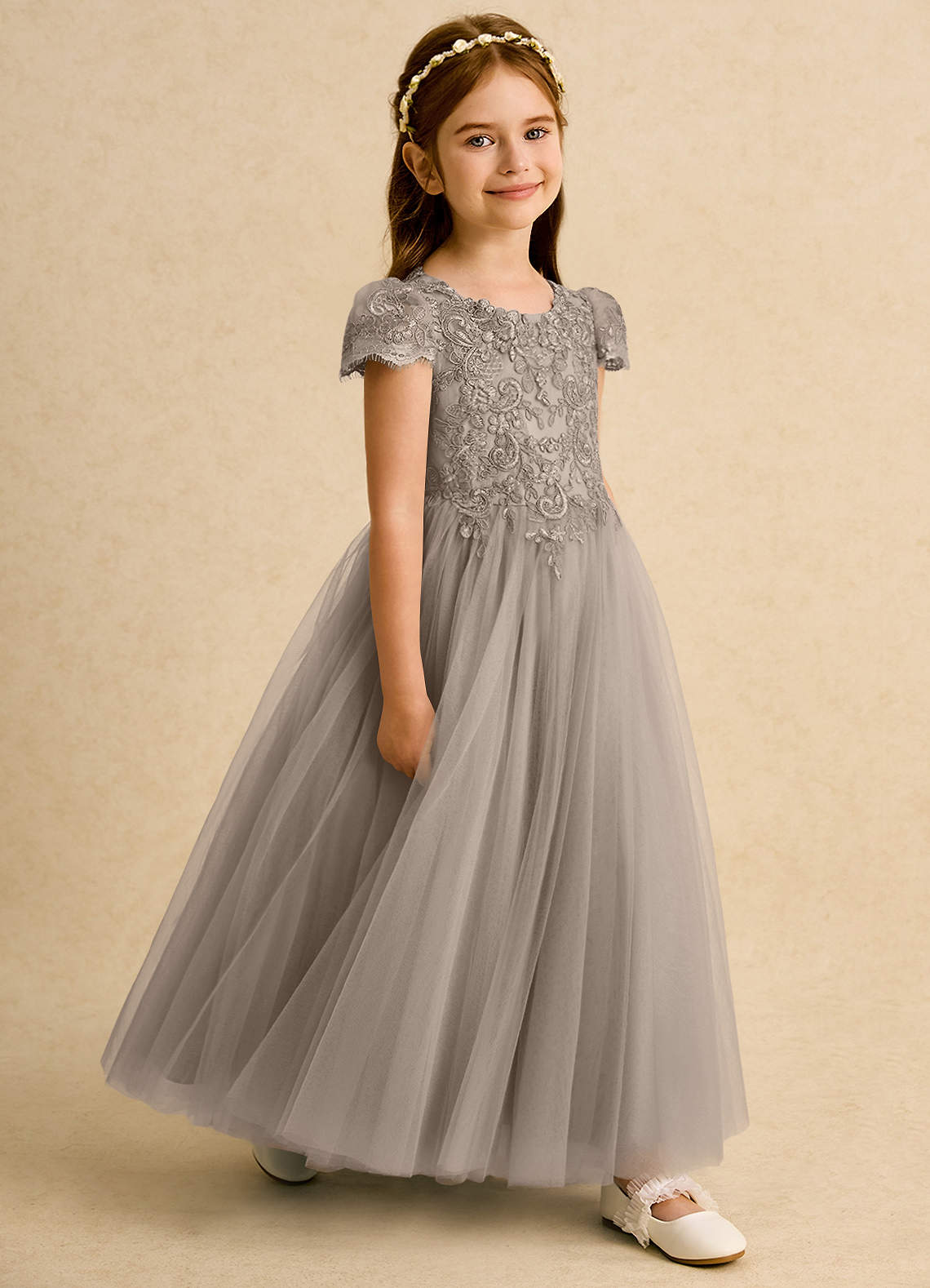 Azazie Puff Flower Girl Klänningar Klä Balklänning i Tyll Spets image2