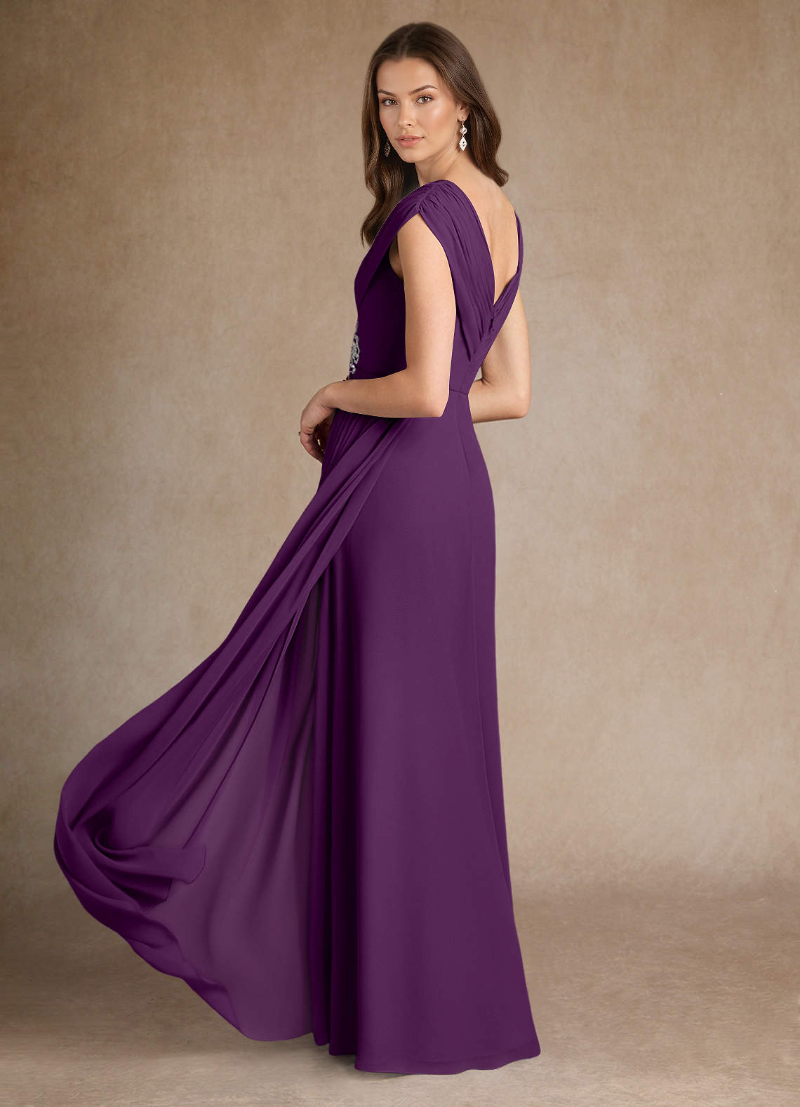 Azazie Bronson Mother of the Bride Dresses Grape A-Line Pleated Chiffon Dress image2