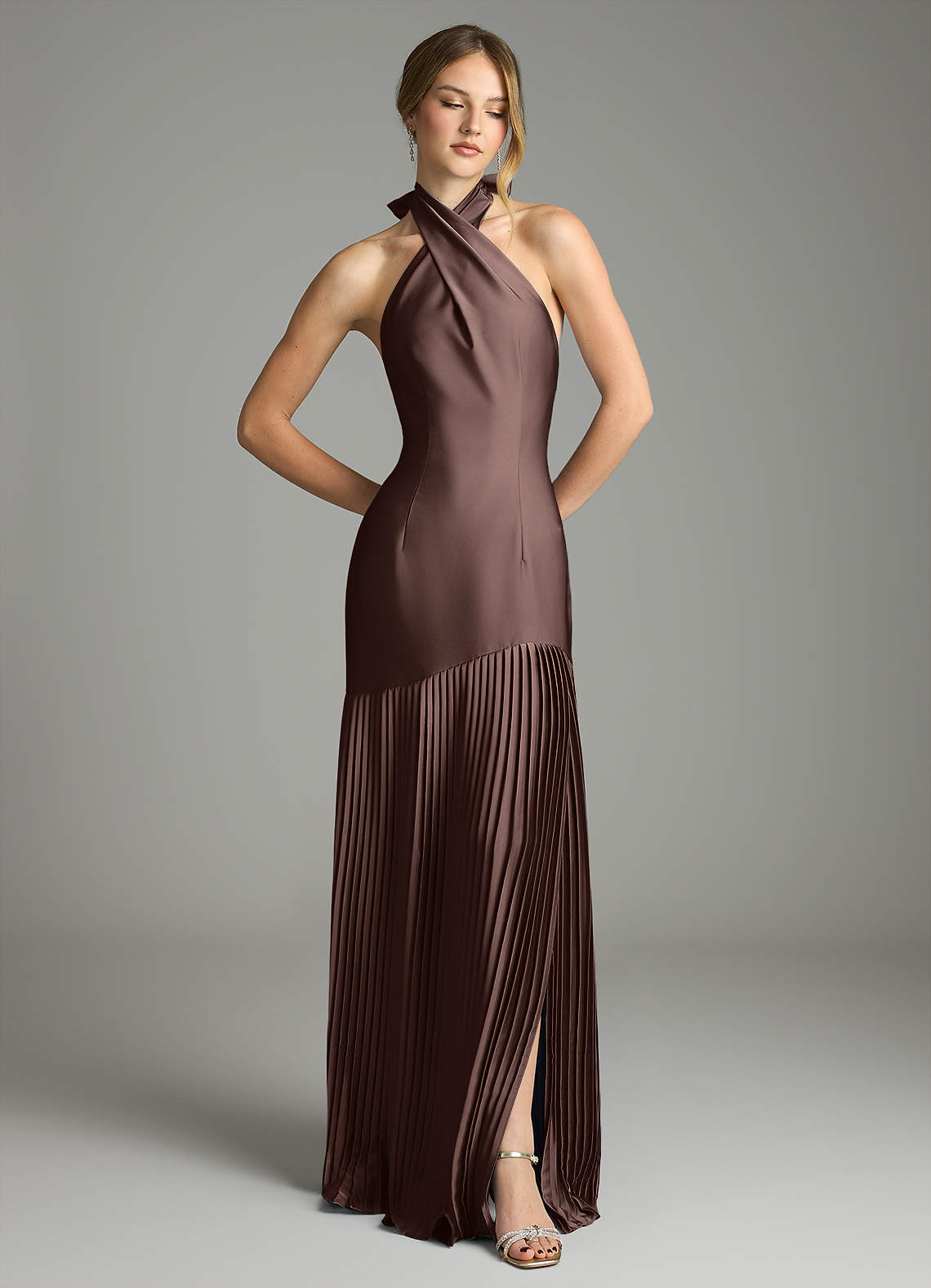 Azazie Nayeli Ready to Ship Ganache Stretch Satin Bridesmaid