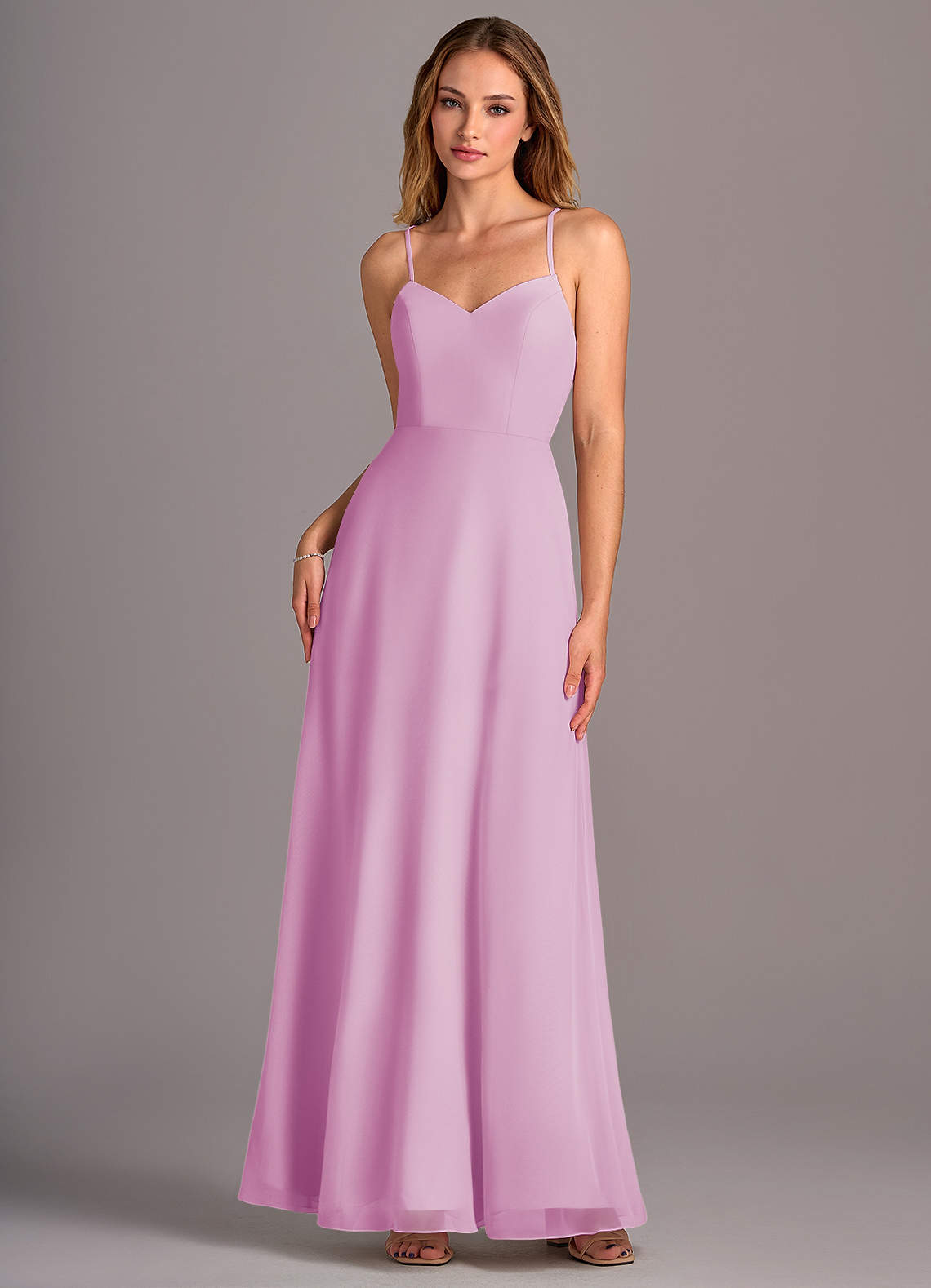 Azazie Mei Bridesmaid Dresses Candy Pink A-Line Chiffon Dress image1