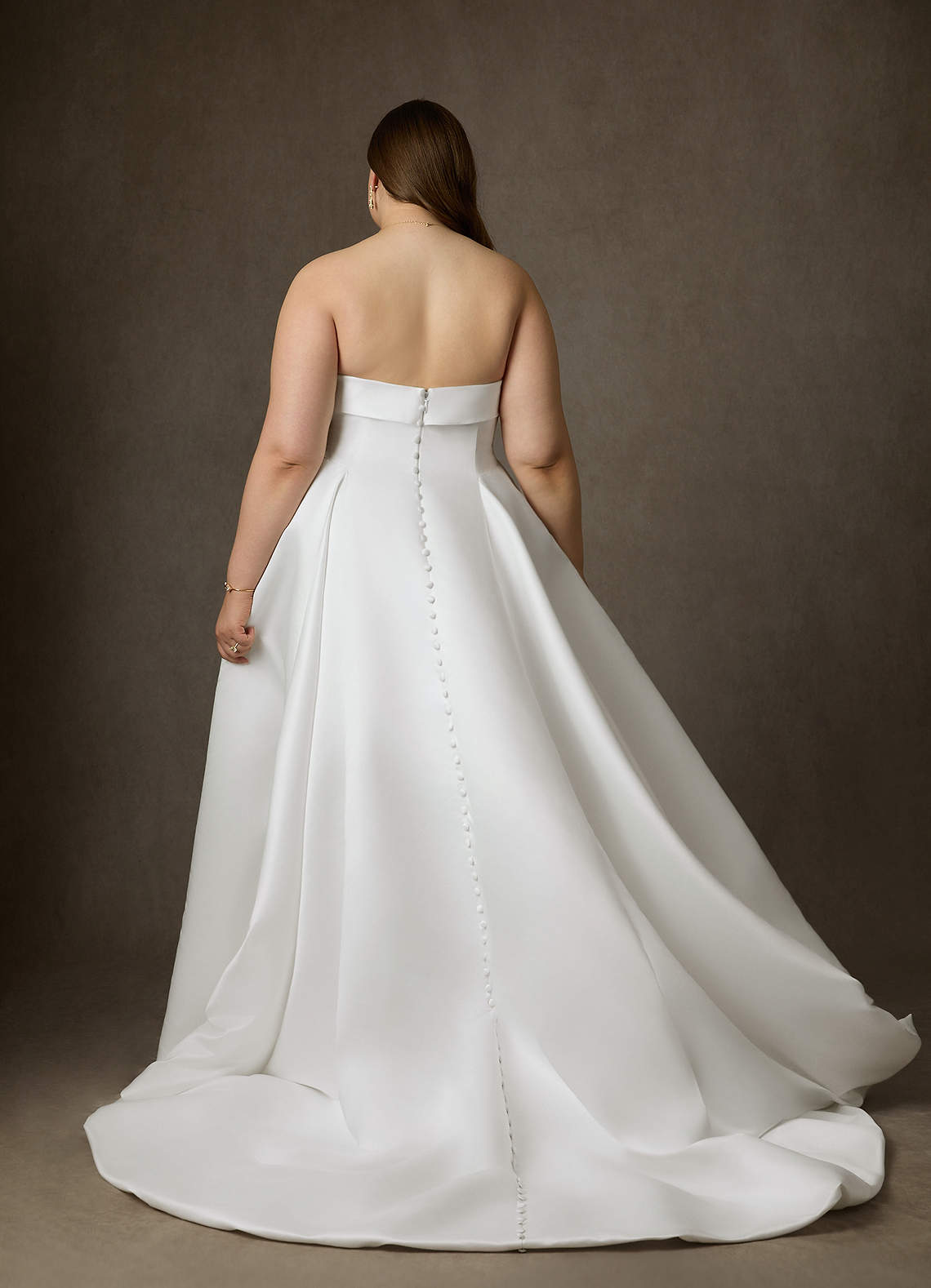 Azazie Junessa Brudekjoler En streg Stropløs Satin Kapel tog Kjole image3