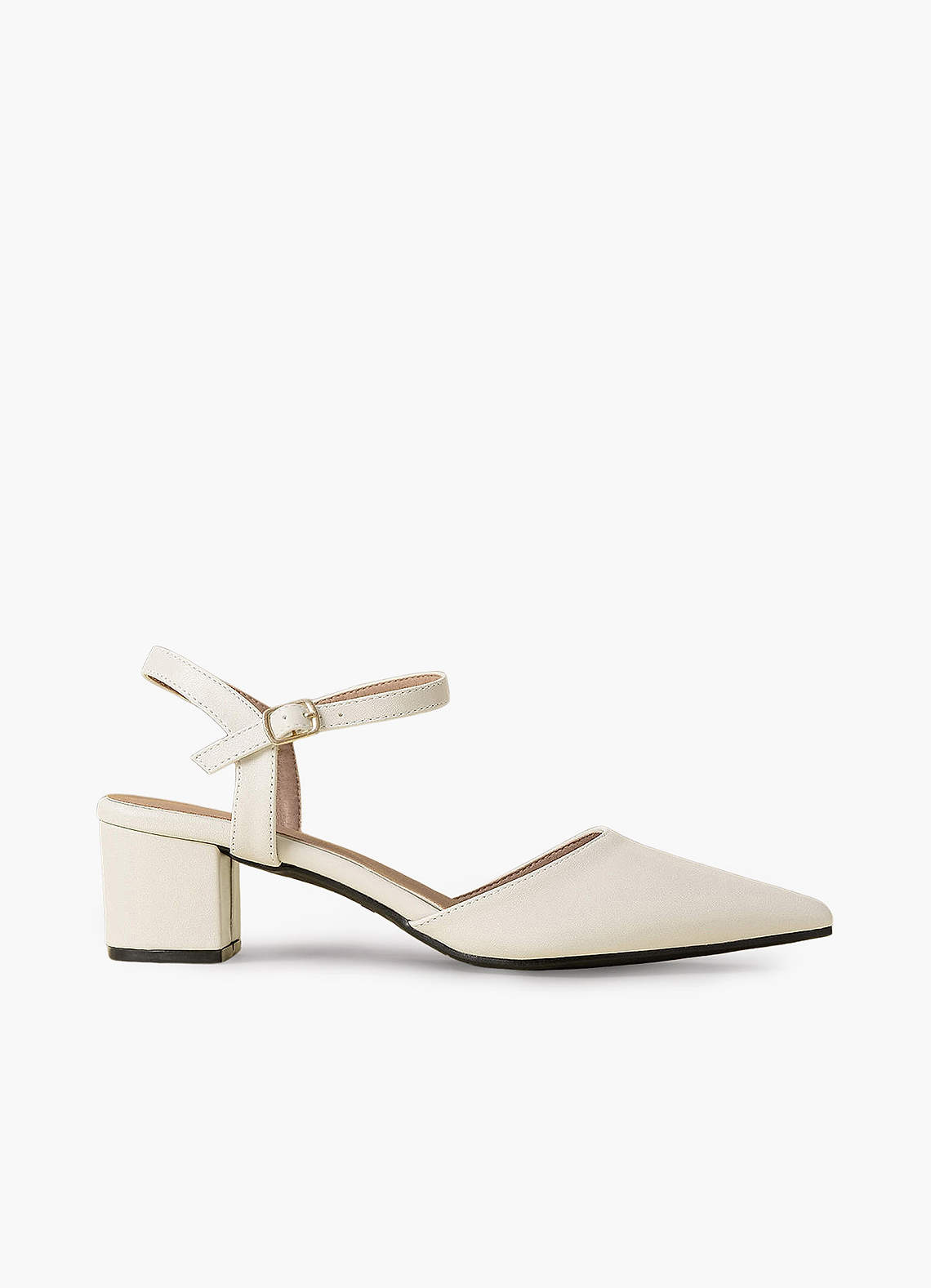 Beige Pointed-Toe Ankle Strap Heels Azazie CA