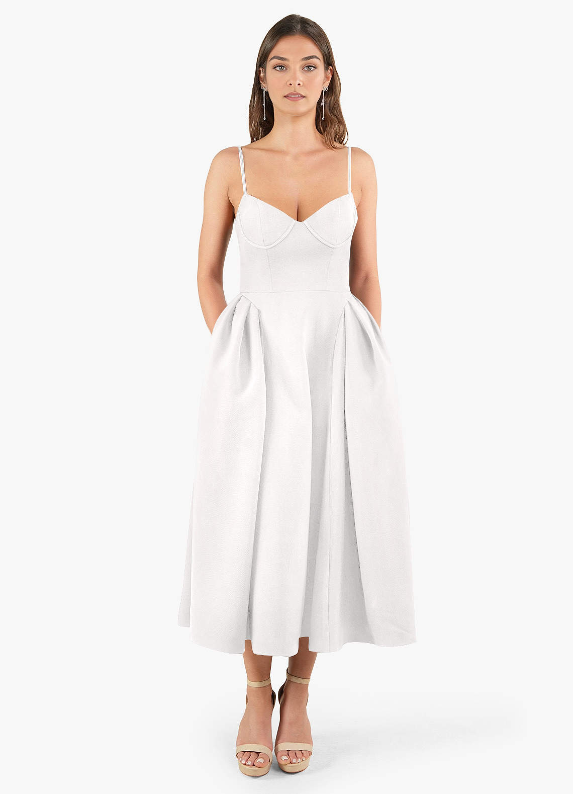 Doris White Strappy Midi Dress Ready to Ship | Azazie