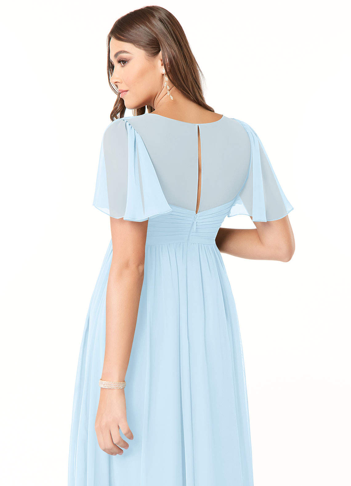 Azazie Verna Maternity Bridesmaid Dresses A-Line V-Neck Ruched Chiffon Floor-Length Dress image5