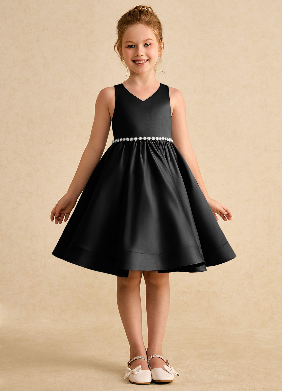 Azazie Julietta Robe Demoiselle D'honneur Fillette Robe Princesse en Tulle Convertible Noir image8