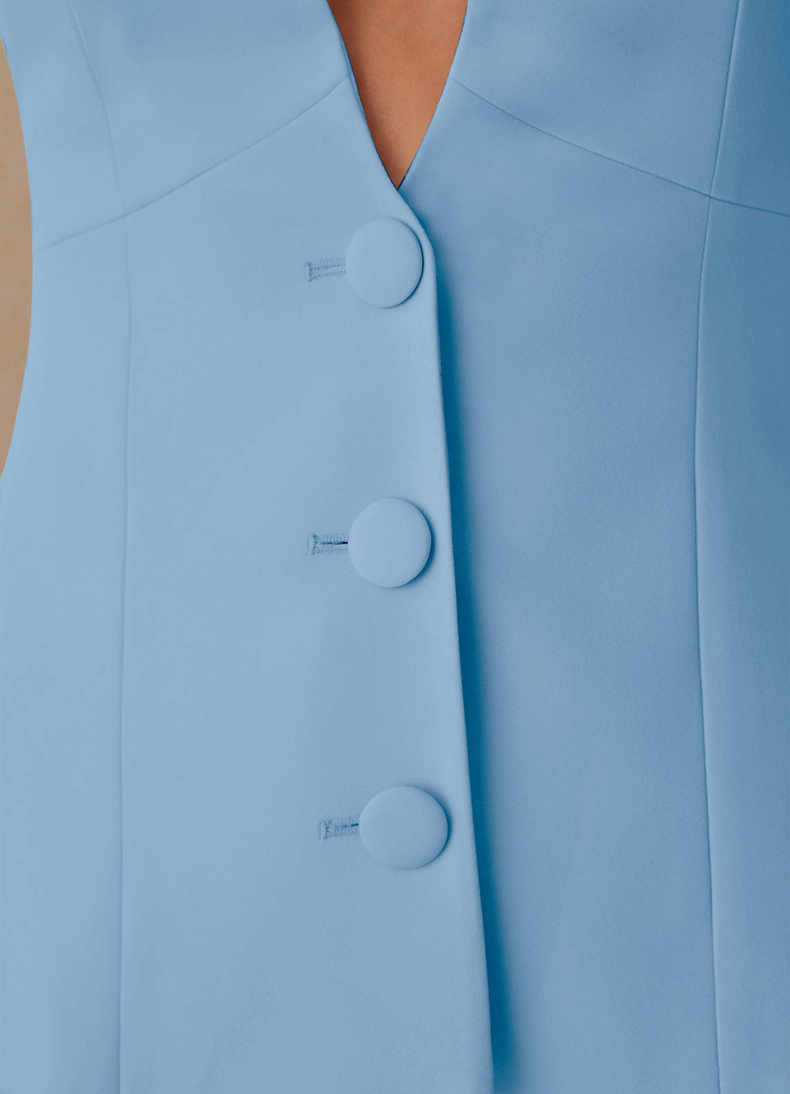front Elara Sky Blue Refined Weave Tailored Blazer