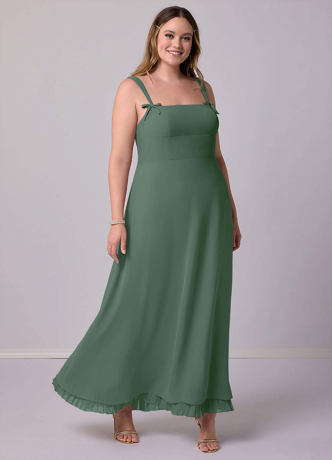 Barbie ♥ Azazie Bridesmaid Dresses A-Line Pleated Chiffon Ankle-Length Dress image3