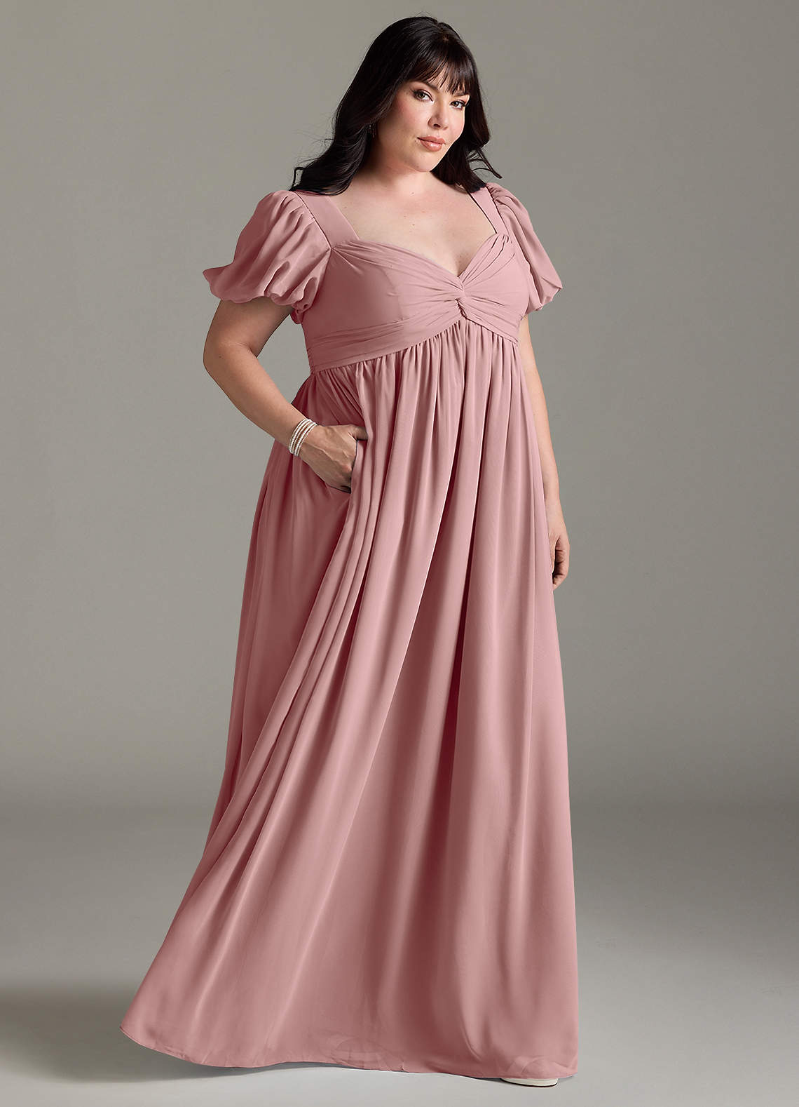 Azazie Plus Size Sweetheart Floor-Length Chiffon Maternity Bridesmaid Dresses - Dusty Rose Azazie Plus Size Sweetheart Floor-Length Chiffon Maternity Bridesmaid Dresses - Dusty Rose