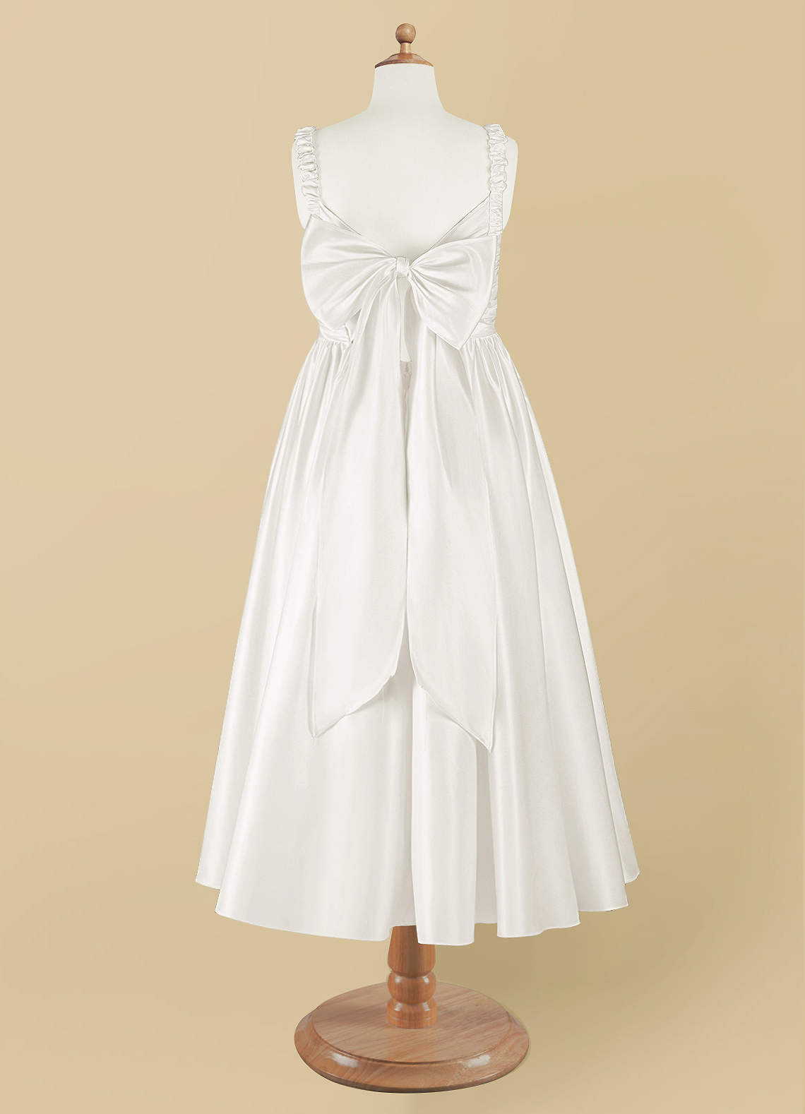 Azazie Cutie Pie Flower Girl Dresses Ivory A-Line Pleated Matte Satin Dress image7