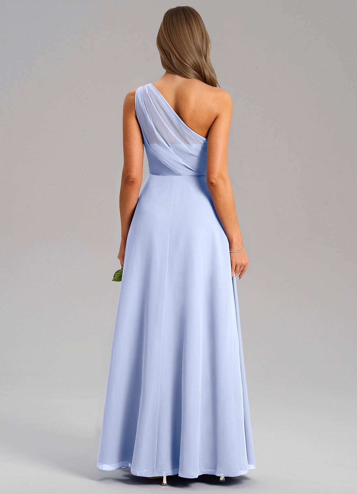 Azazie Phaedra Vestidos de madrinha de casamento Vestido Gelo de Chiffon de Linha A com Um ombro image1