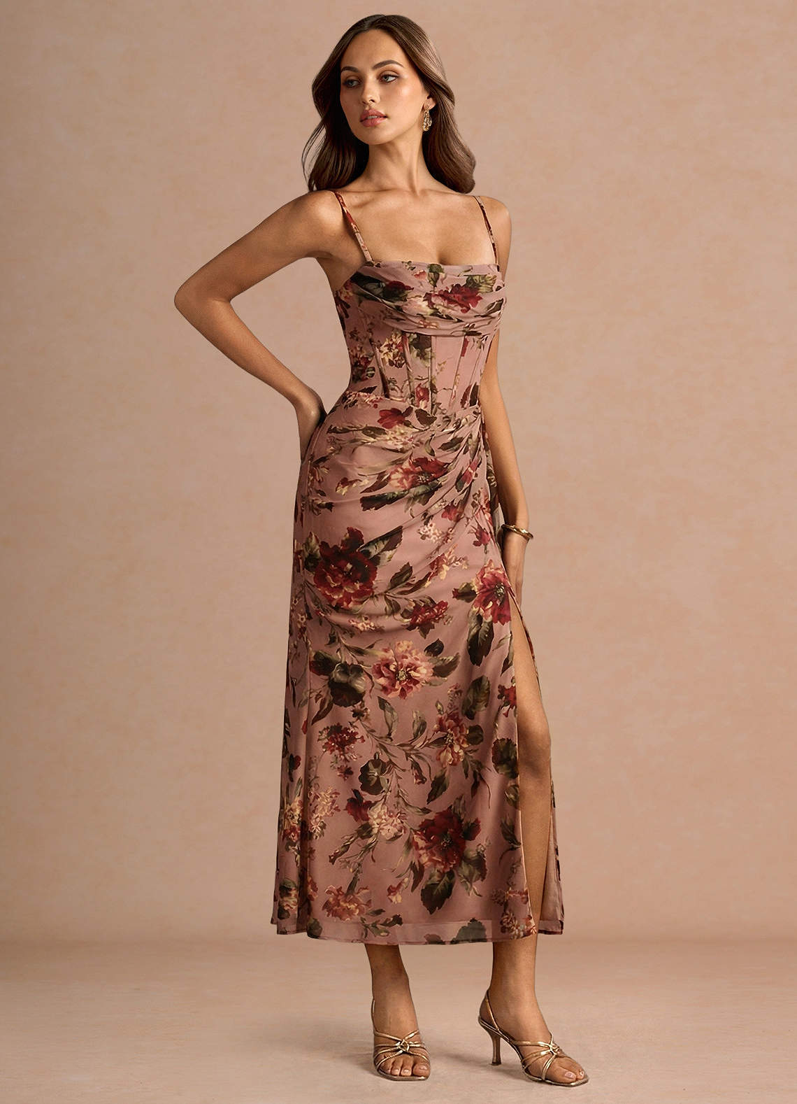 Aurra Mauve Multi Midi Dress image3