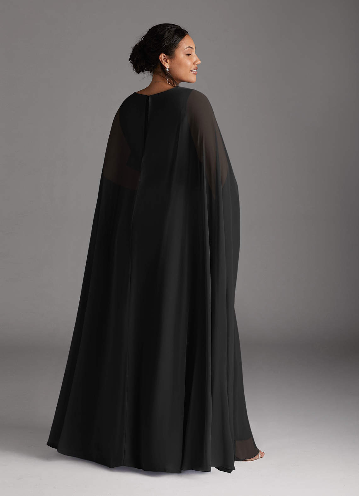 Azazie Isa Kleider für die Brautmutter A-Linie V-Hals Gefaltet Chiffon Kleid Schwarz image7