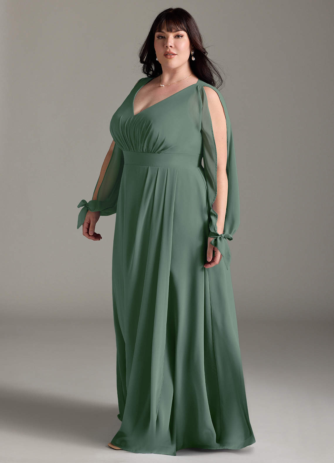 Azazie Matilda Ready to Ship Eucalyptus Chiffon Bridesmaid Dresses | Azazie