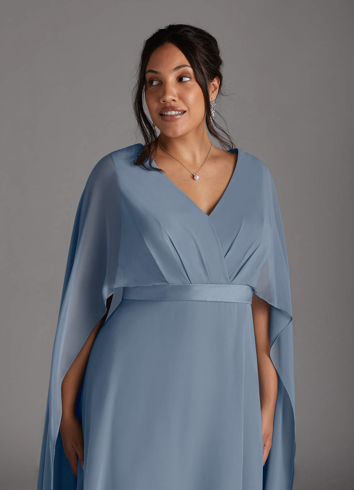 Azazie Isa Mother of the Bride Dresses Twilight A-Line V-Neck Pleated Chiffon Dress image10