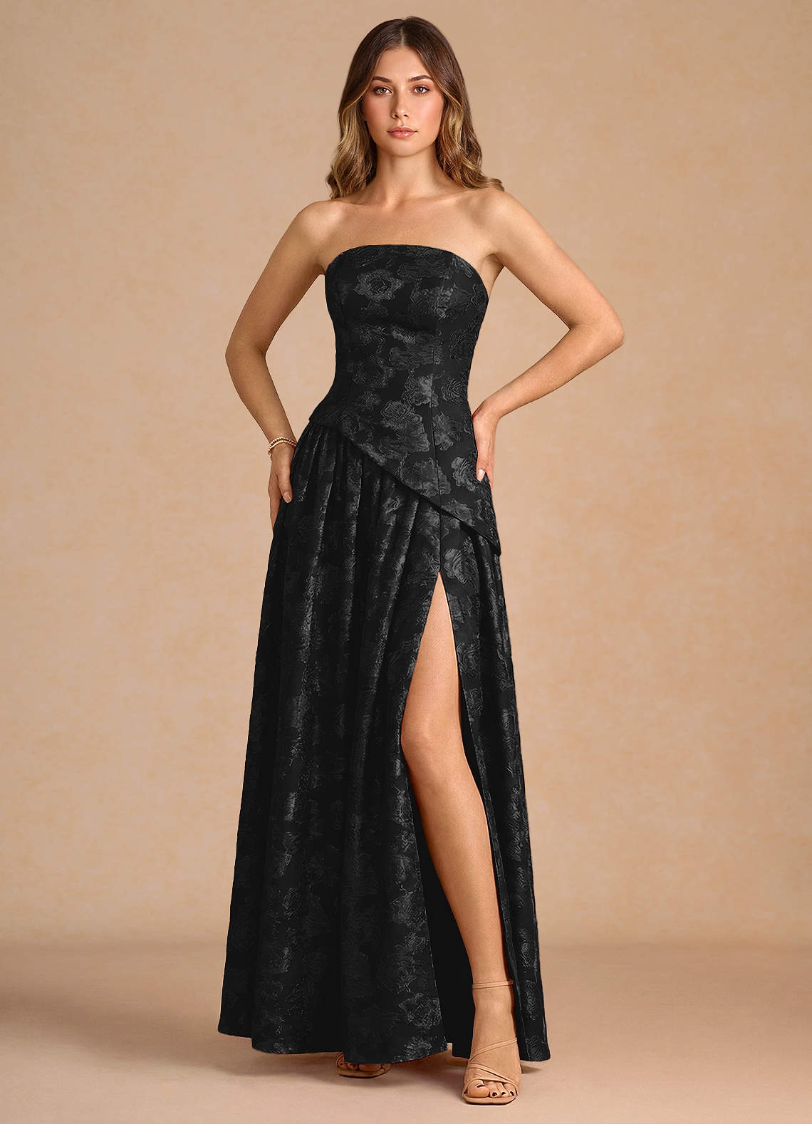marcella black dress Marcella Women's Manhattan Velvet Slit Gown main image 1