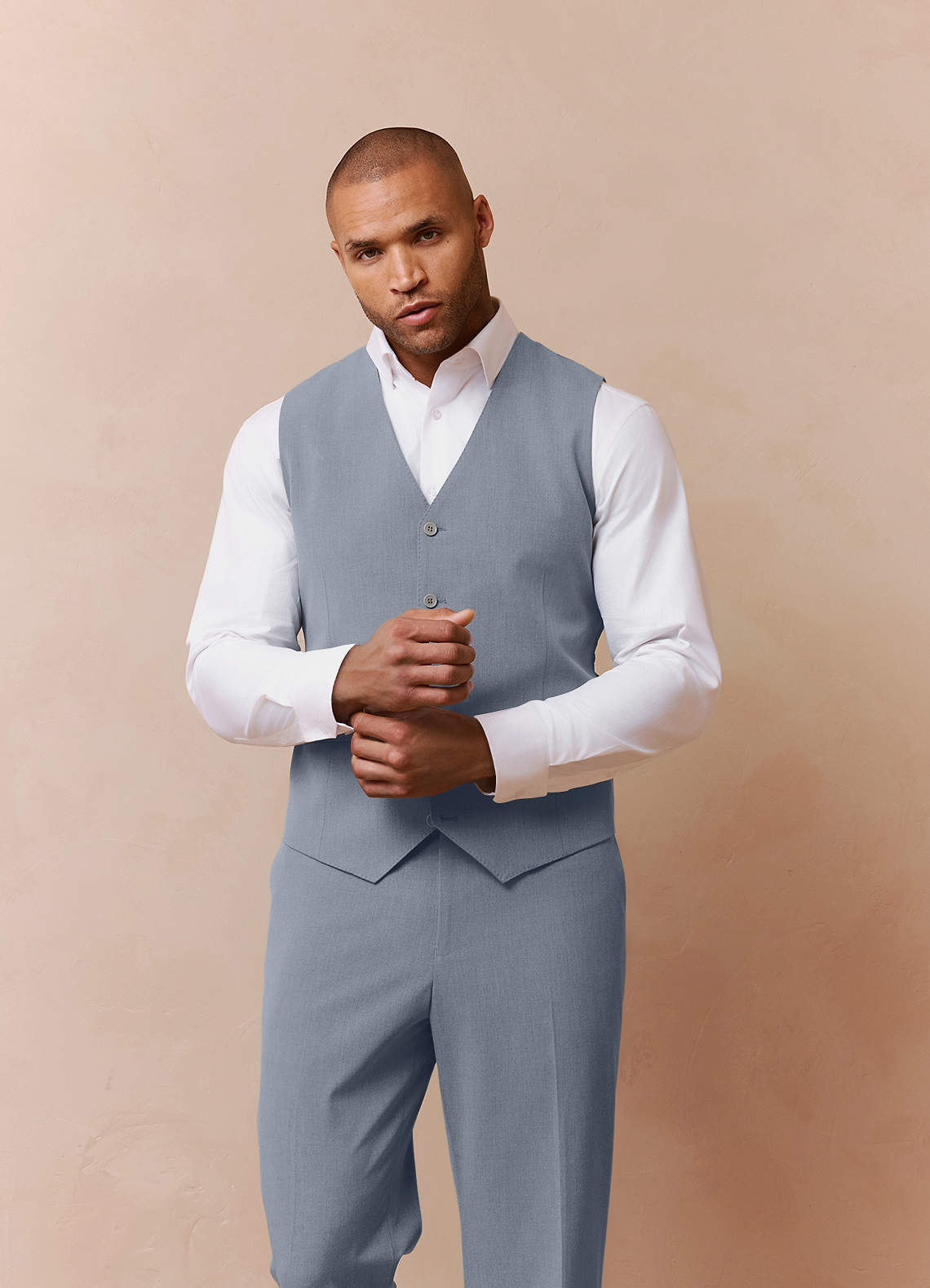 front Savile Light Blue Wool Blend Suit Vest