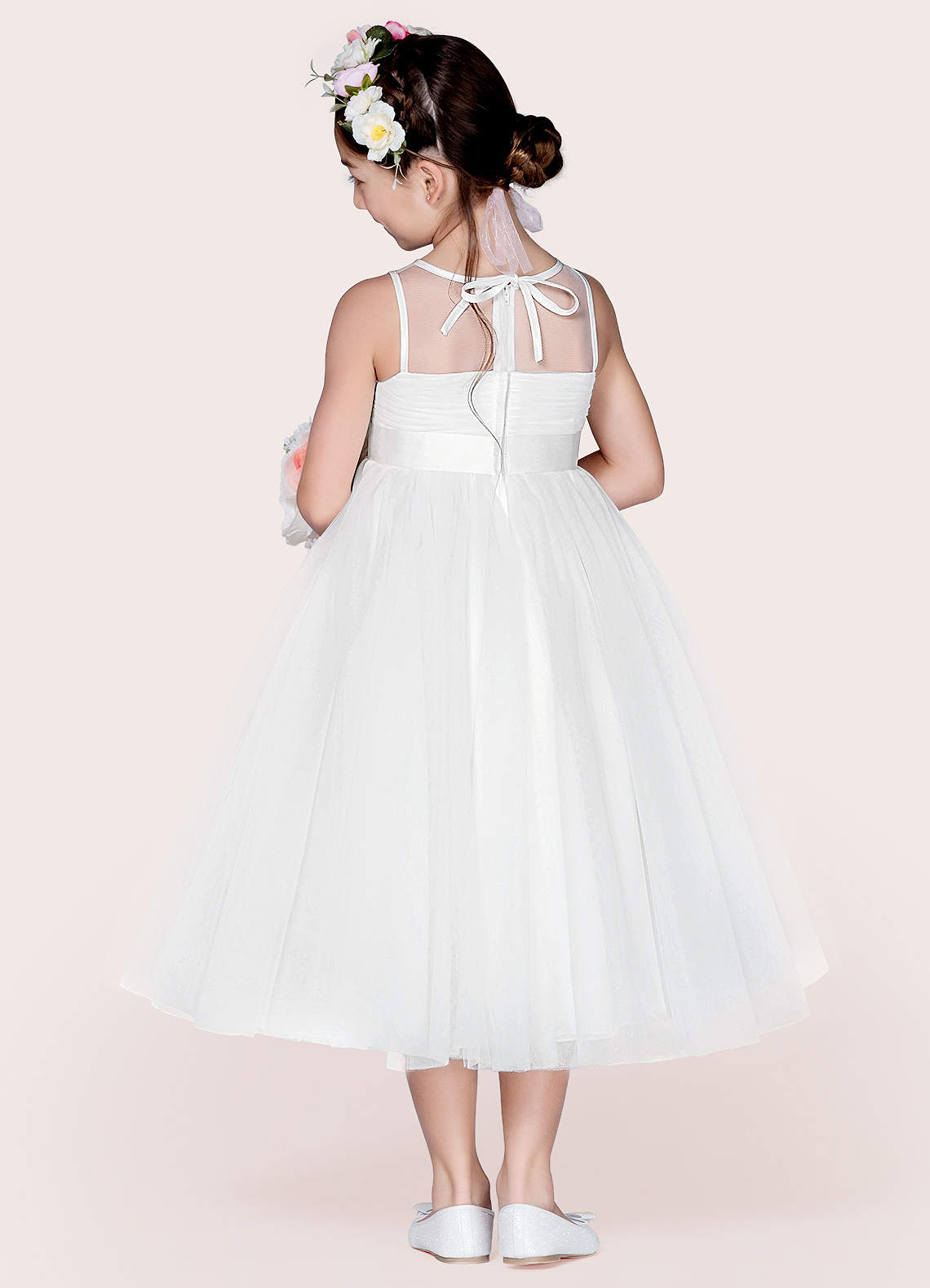 Azazie Ayperi Flower Girl Dresses Ball-Gown Sequins Tulle Tea-Length Dress image1