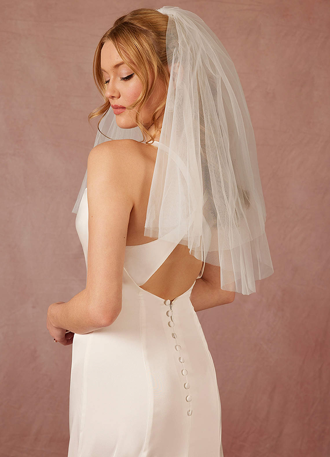 front Lilith Shoulder Length Veil With Blusher