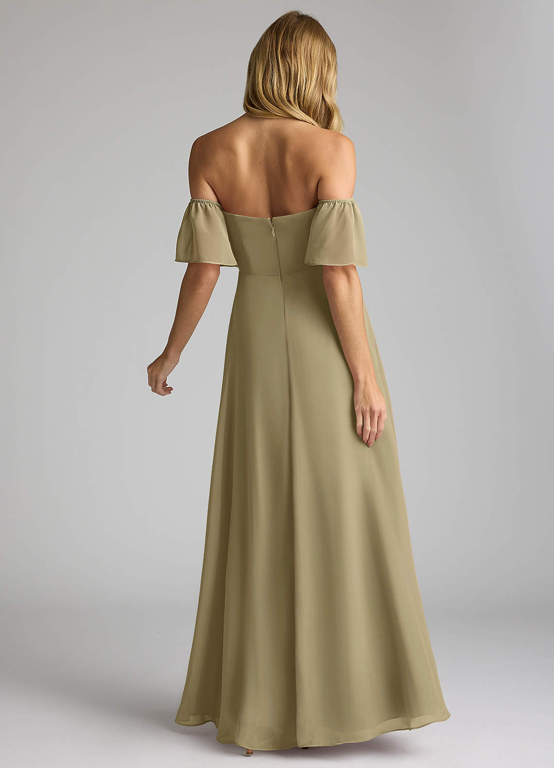 chiffon moss green dress KissProm