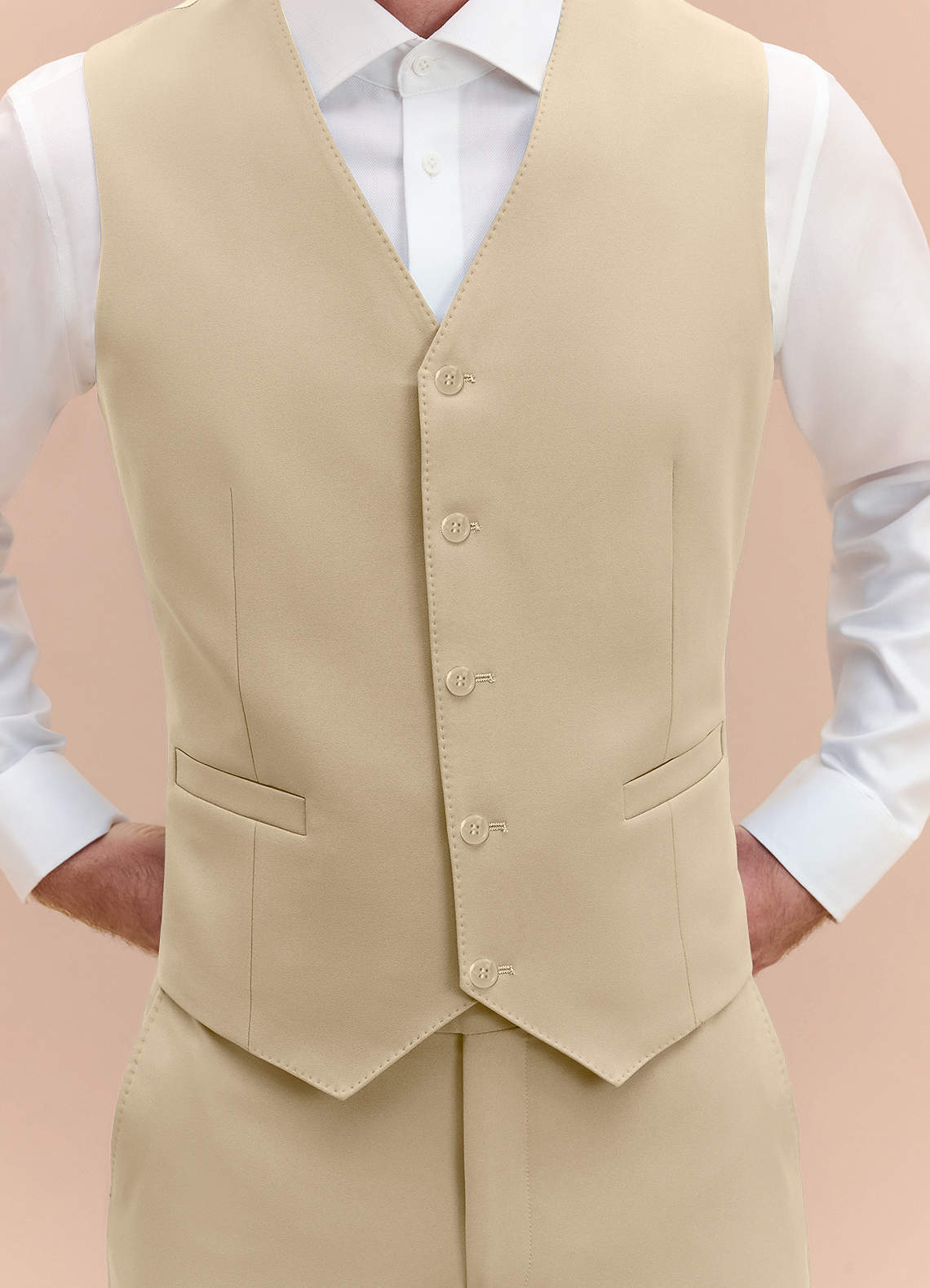 front James Champagne Structured Stretch Suit Vest