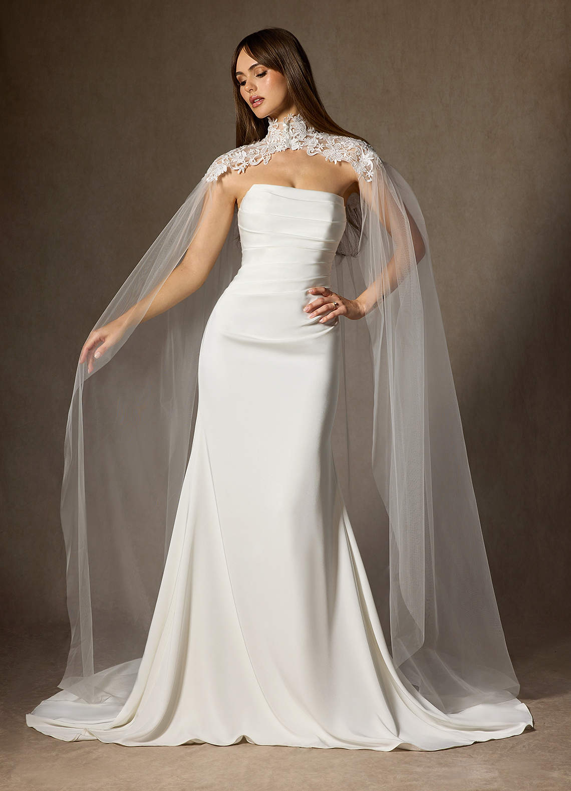 front Embroidered Lace Tulle Cape