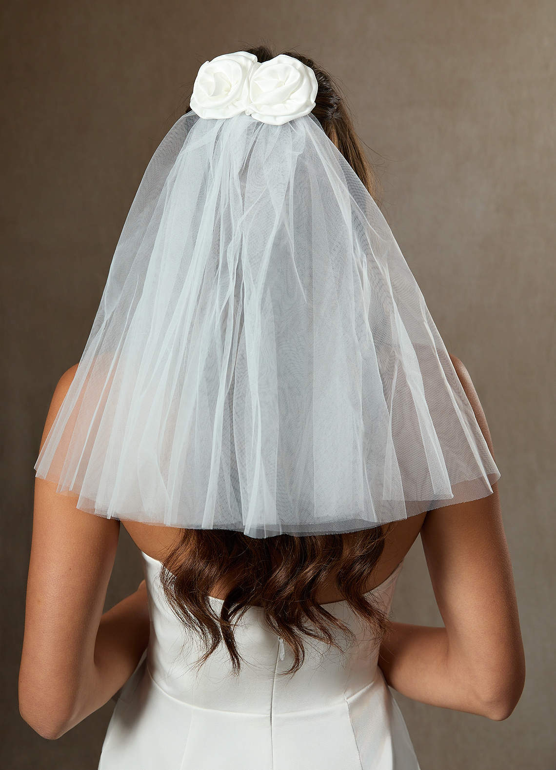 front Double Rosette Shoulder Length Layered Veil