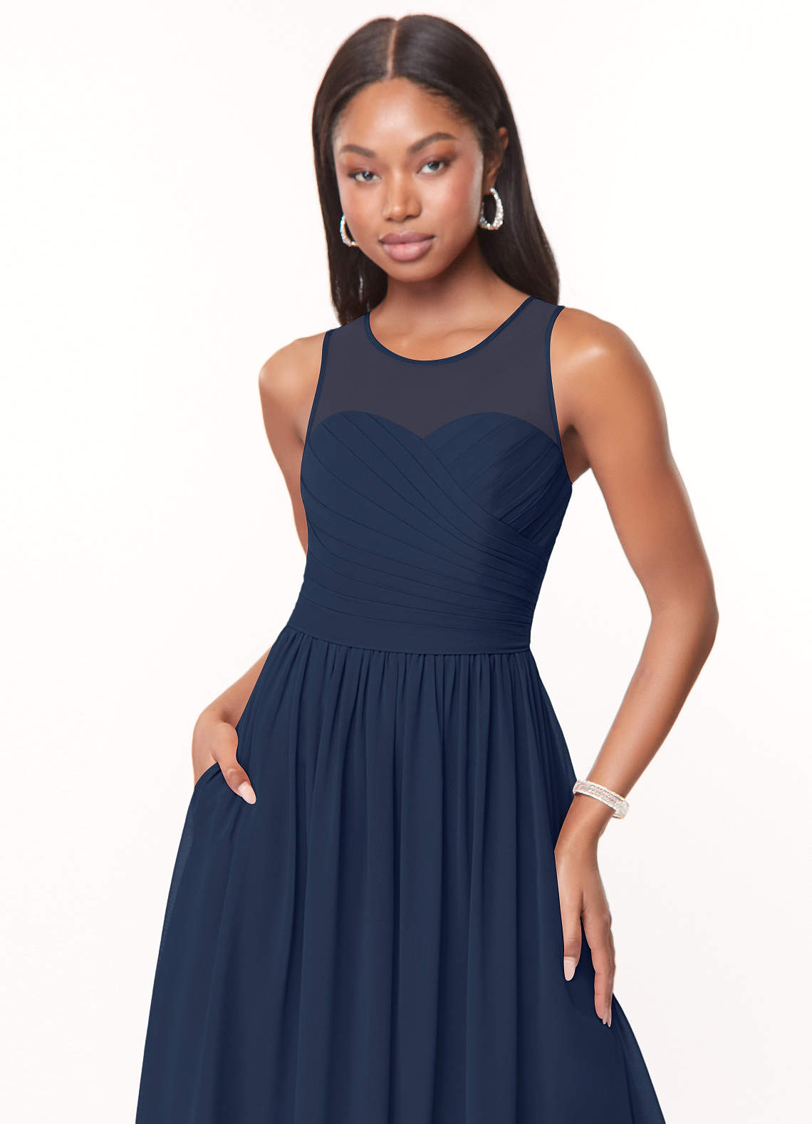 Azazie Nina Dark Navy Chiffon Bridesmaid Dresses | Azazie