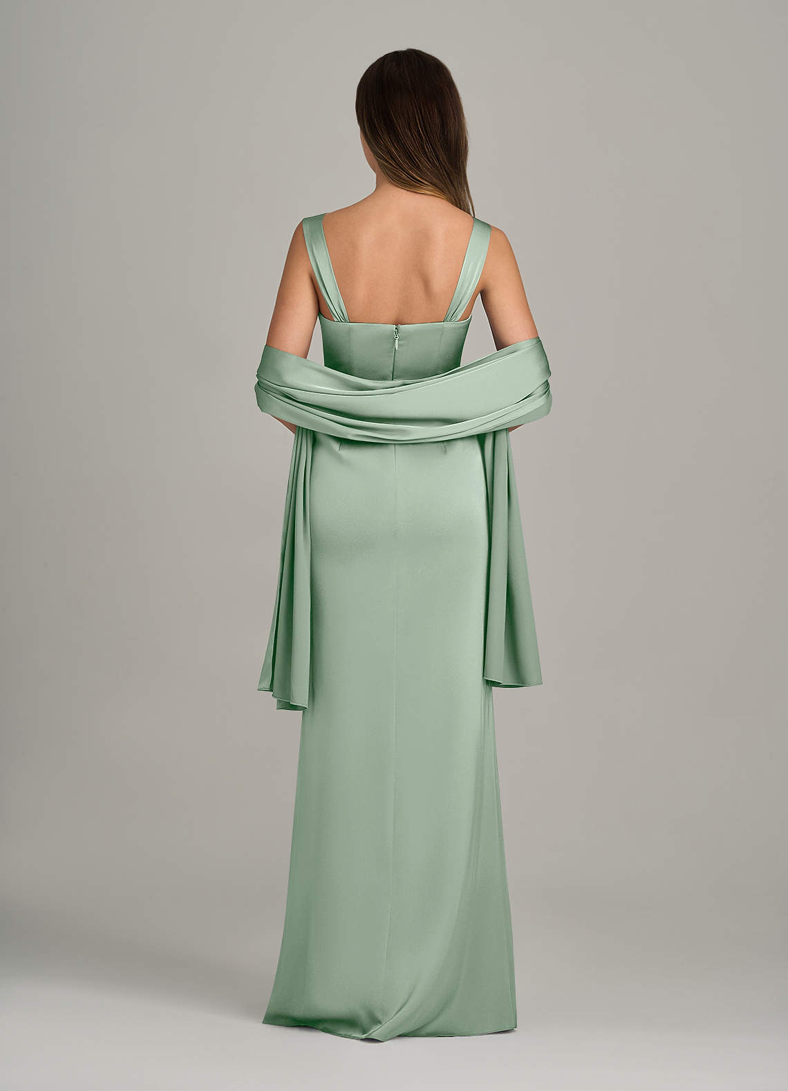 front Azazie Matching Color Ireland Stretch Satin Shawl